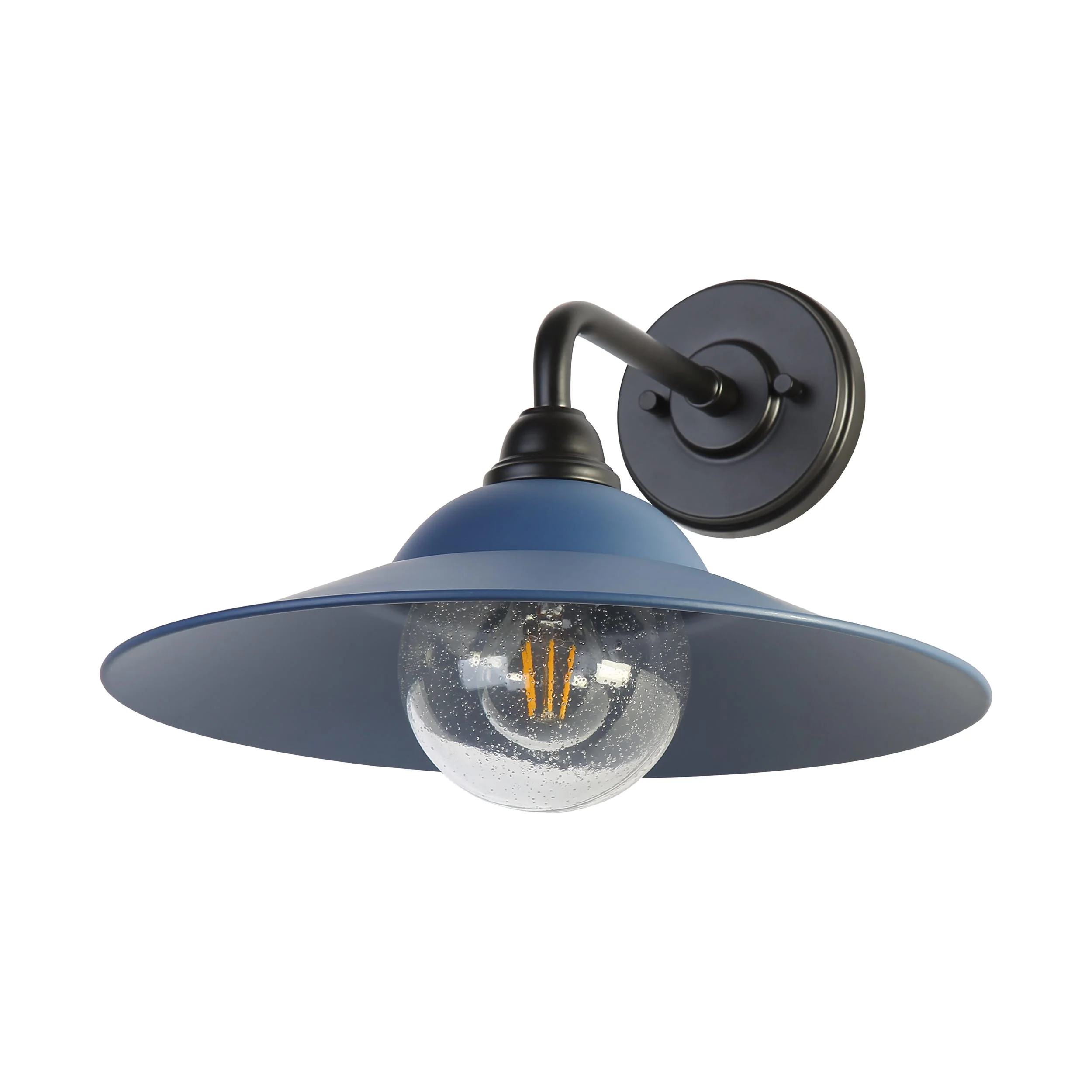 Croma 1-light Wall Sconce in Matte Blue shade and Seeded Glass Ball - Image 4