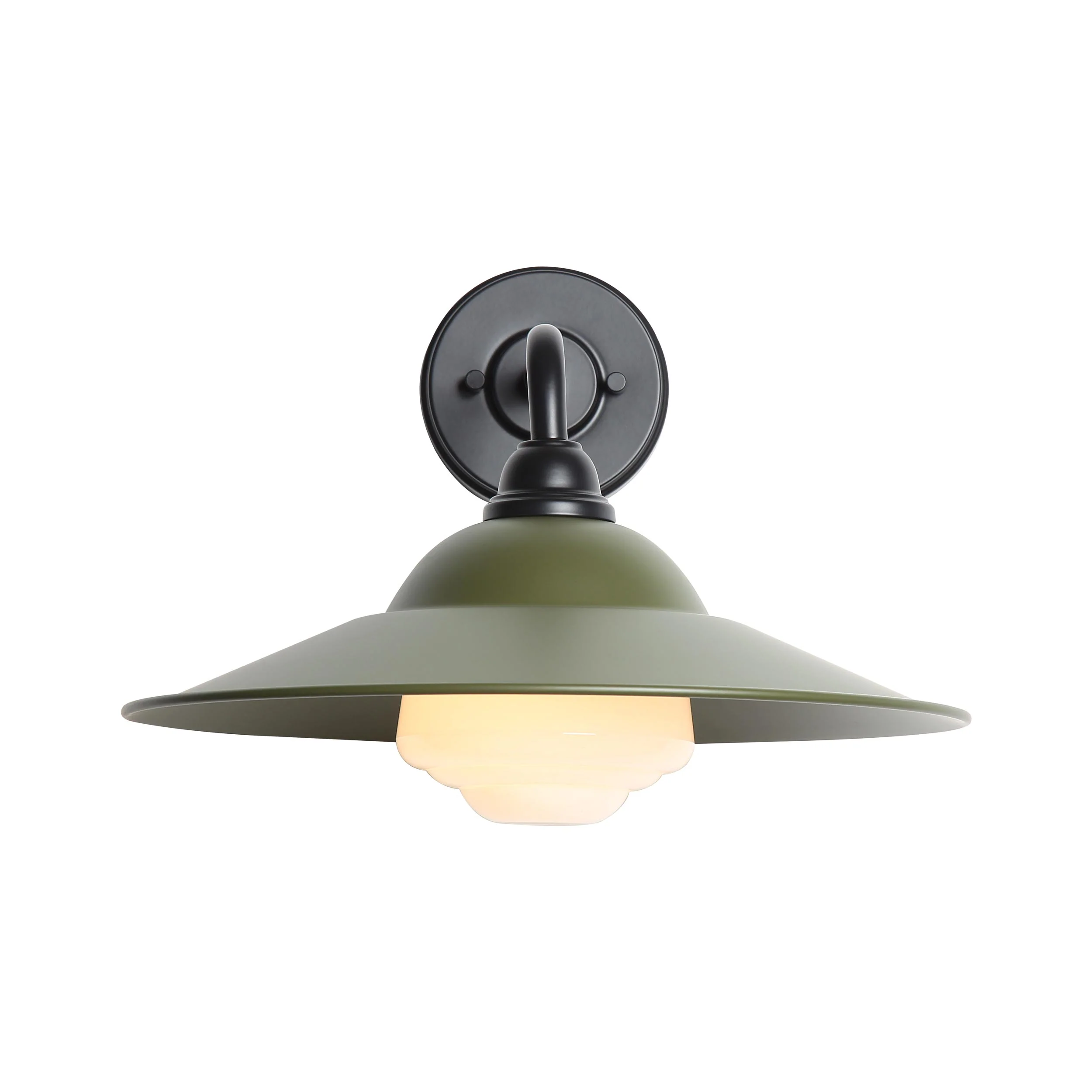 Croma 1-light Wall Sconce in Matte Pine shade and White Bell Glass