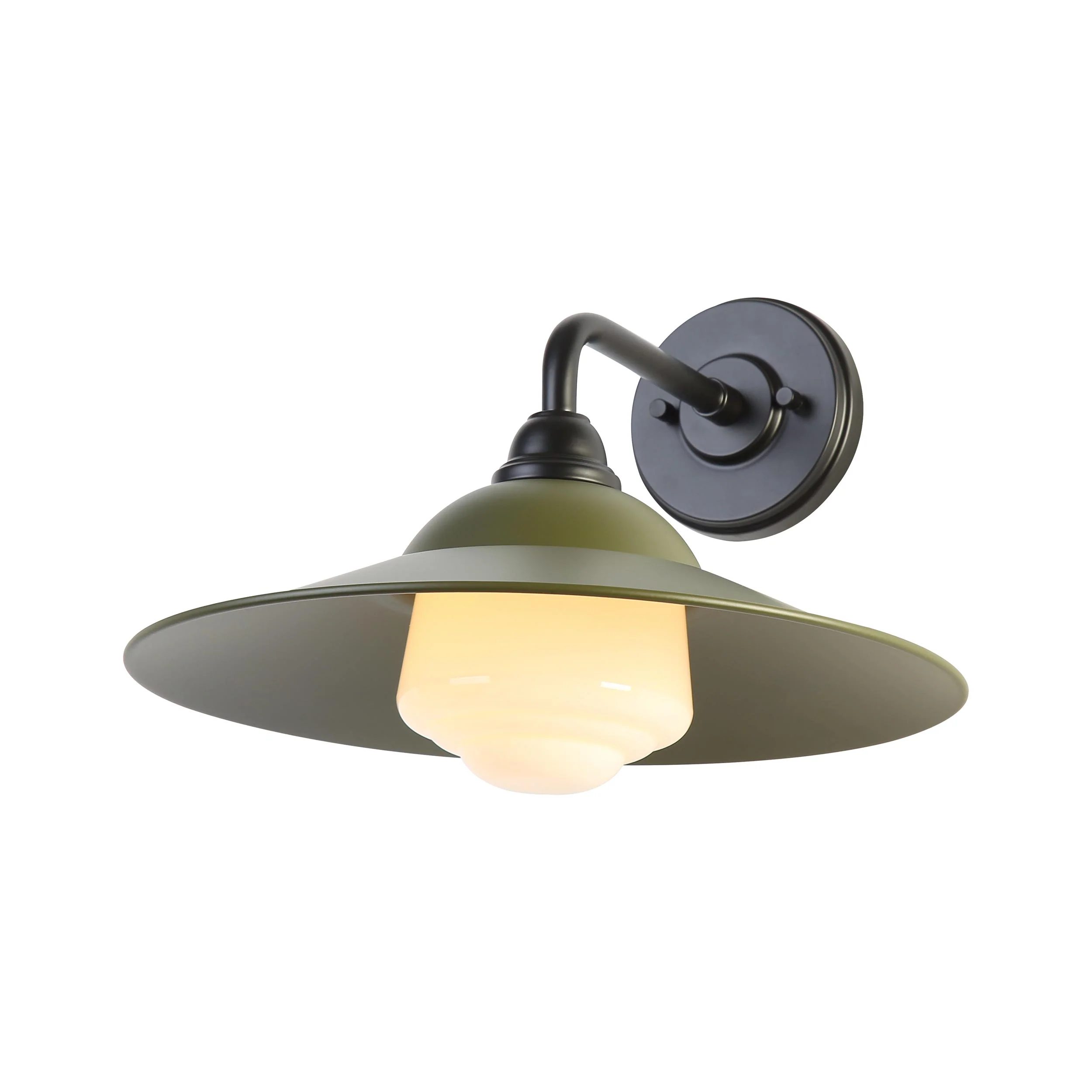 Croma 1-light Wall Sconce in Matte Pine shade and White Bell Glass - Image 3