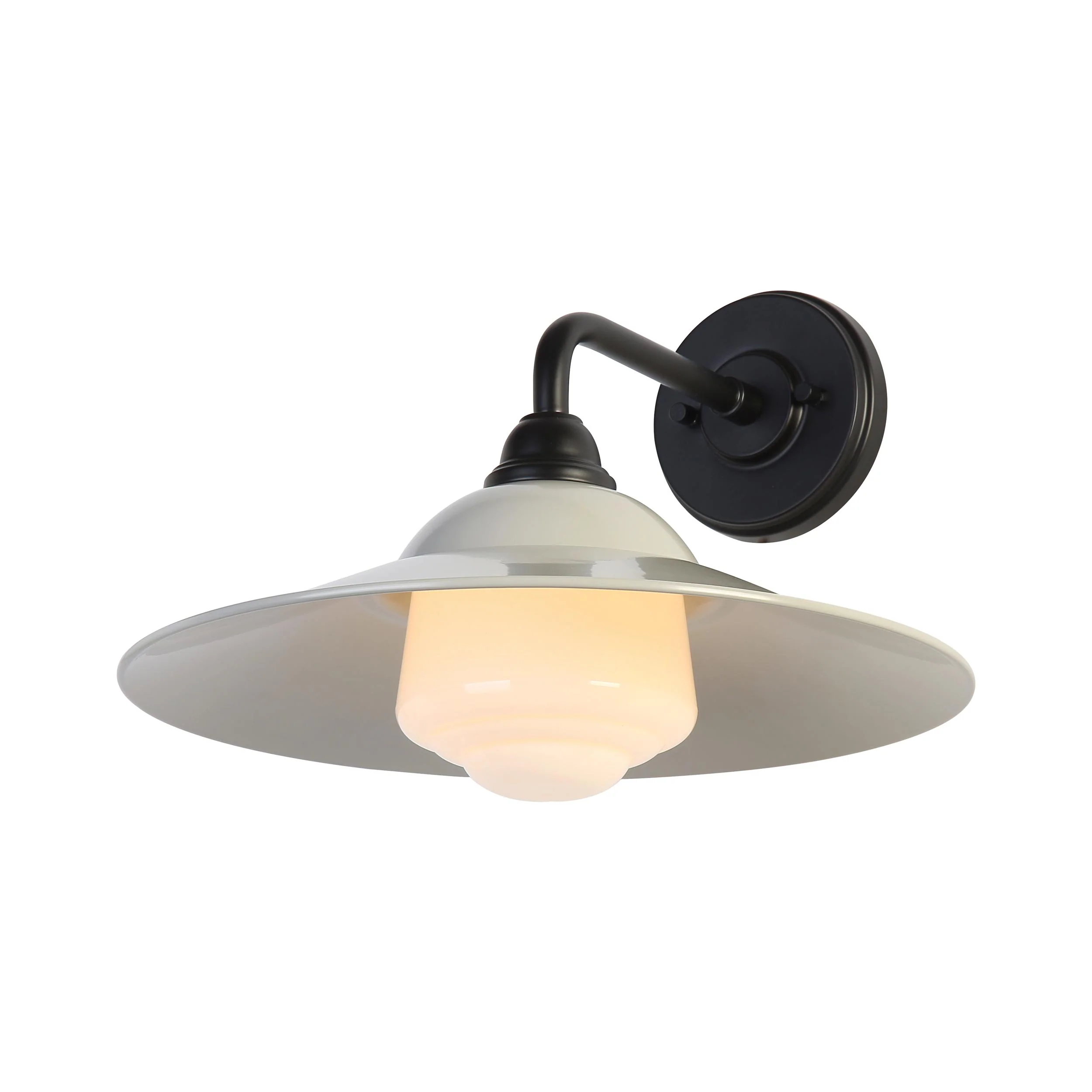 Croma 1-light Wall Sconce in Warm Gray shade and White Bell Glass