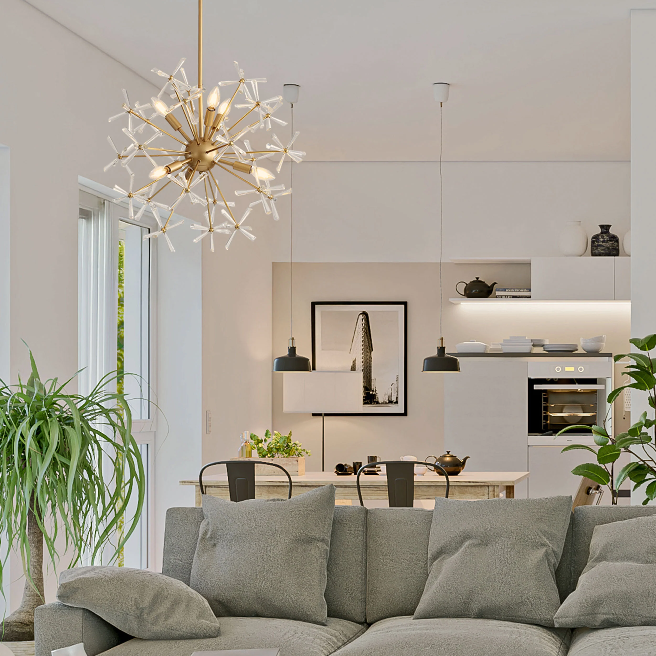 Dandelion 6-light Pendant in Matte Gold - Image 11