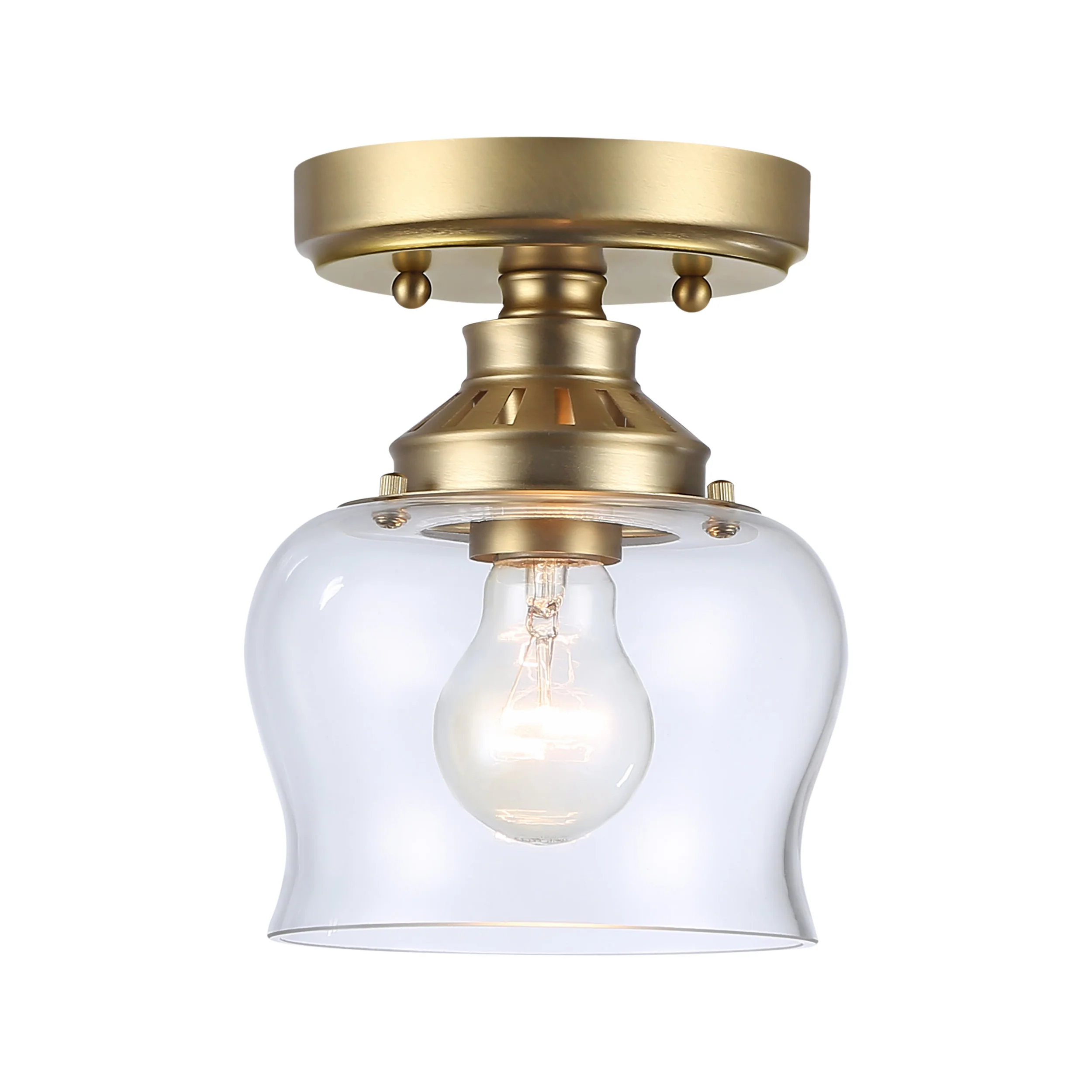 Daphne 1-light Semi-Flush Mount in Brushed Champagne Brass - Image 2