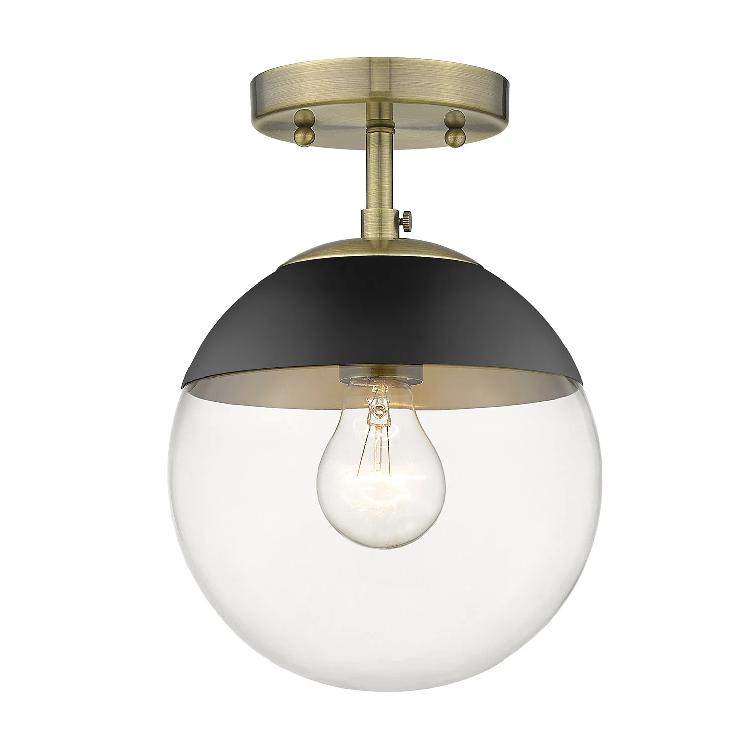 Dixon 1-light Semi-Flush Mount in Aged Brass and Clear Glass - Image 2