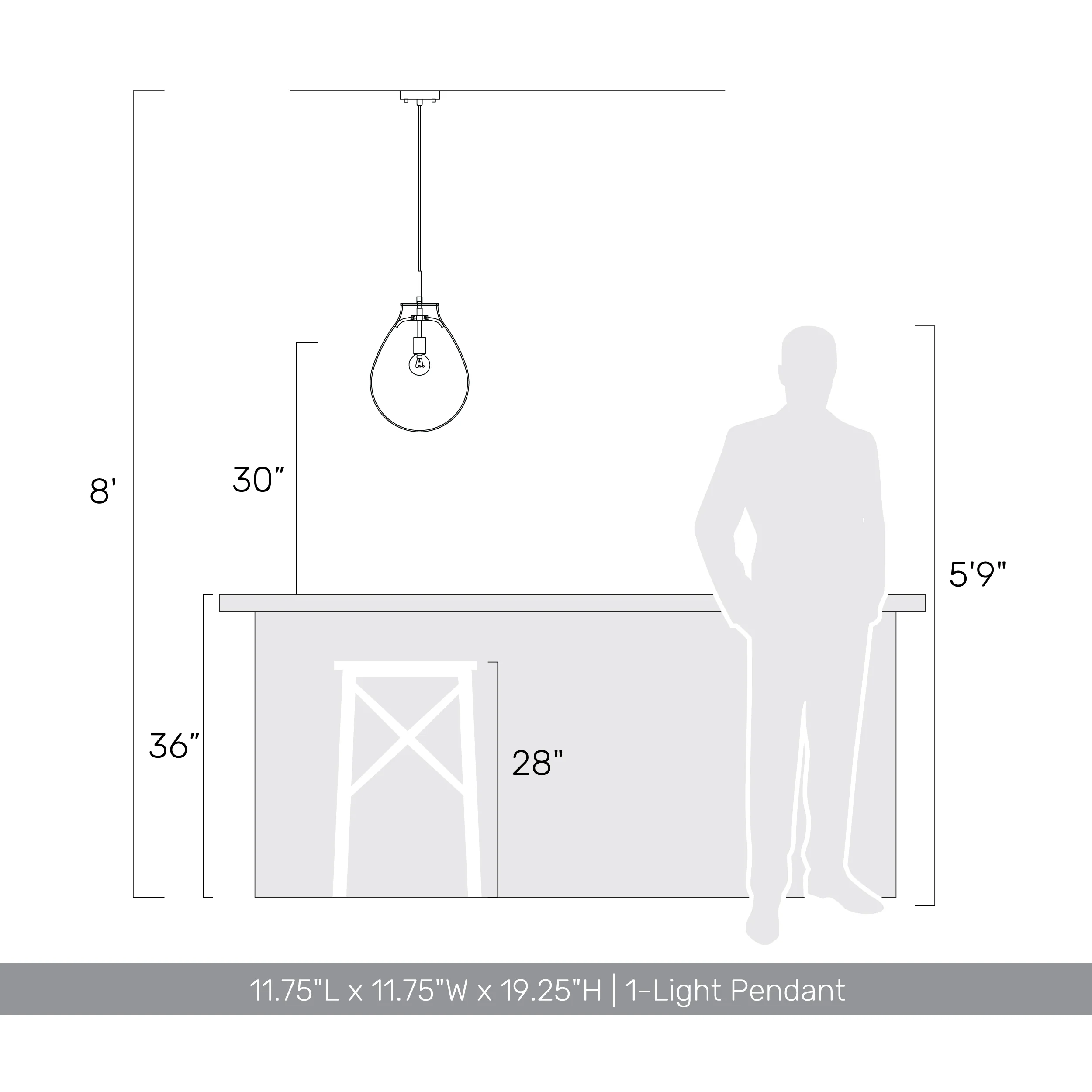 Drop 1-light Pendant in Matte Black and Smoke Plated Glass - Image 5