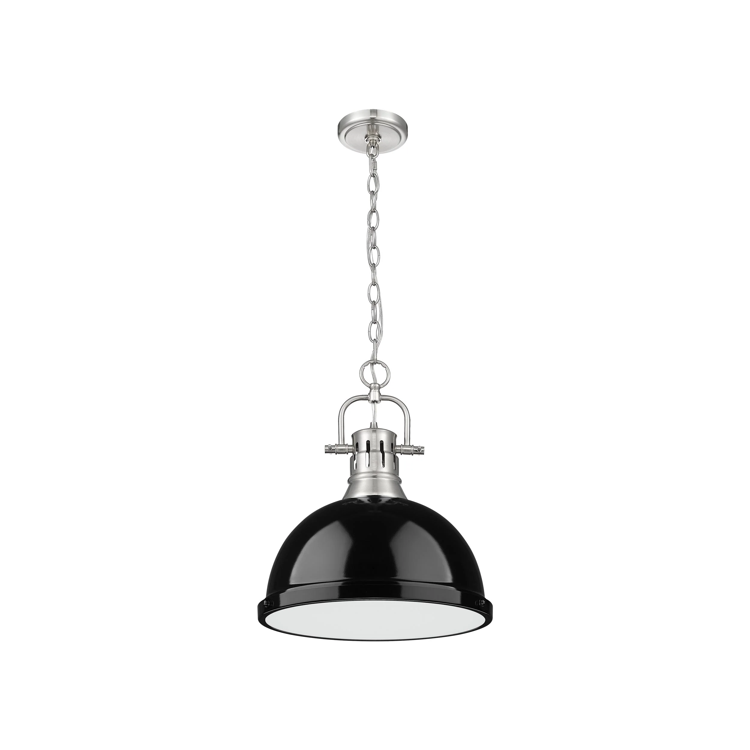 Duncan 1-light 14in Chain Hung Pendant in Pewter and Black shade - Image 2