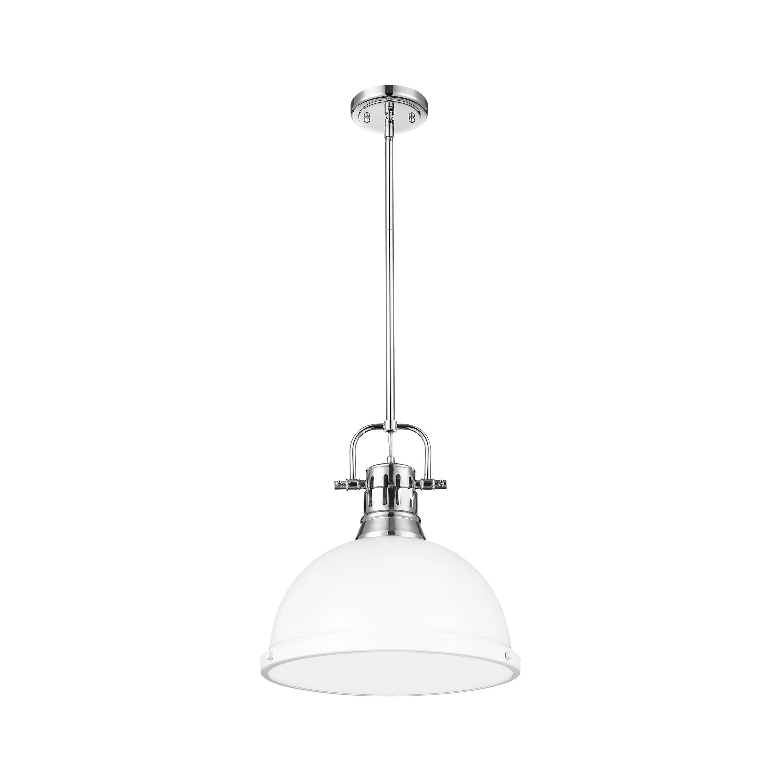 Duncan 1-light 14in Rod Hung Pendant in Chrome and Matte White shade - Image 2