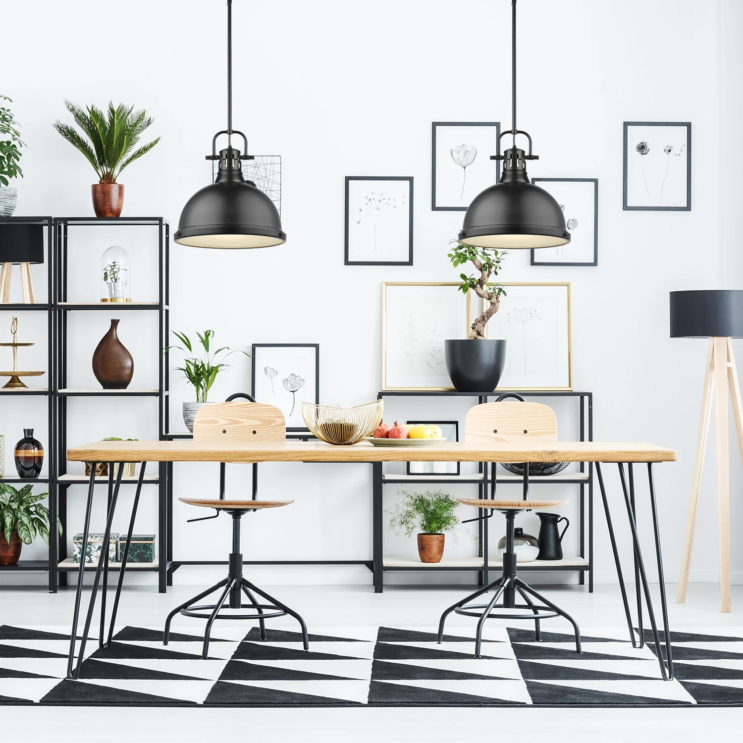 Duncan 1-light 14in Rod Hung Pendant in Matte Black - Image 3