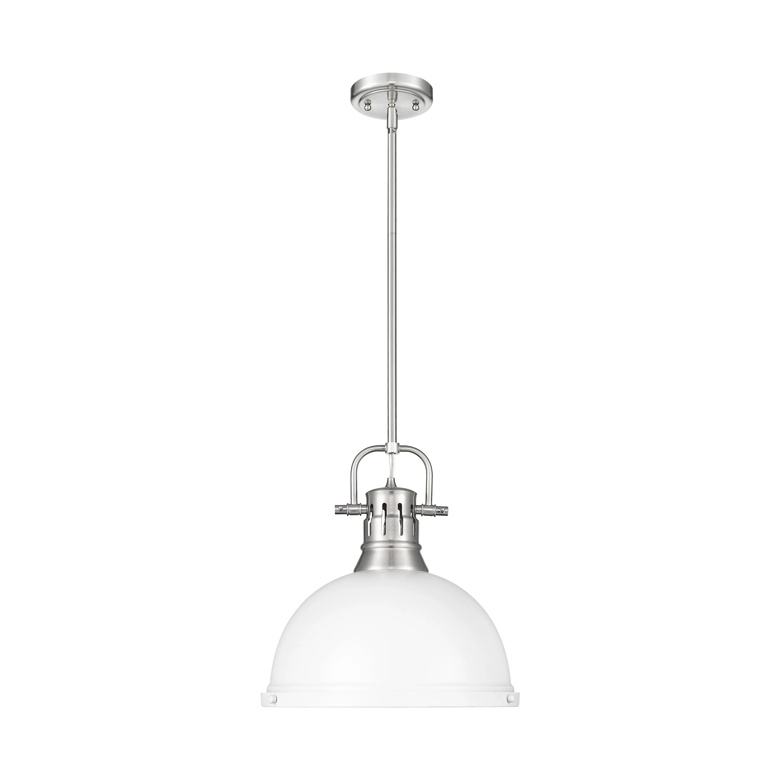 Duncan 1-light 14in Rod Hung Pendant in Pewter and Matte White shade - Image 4