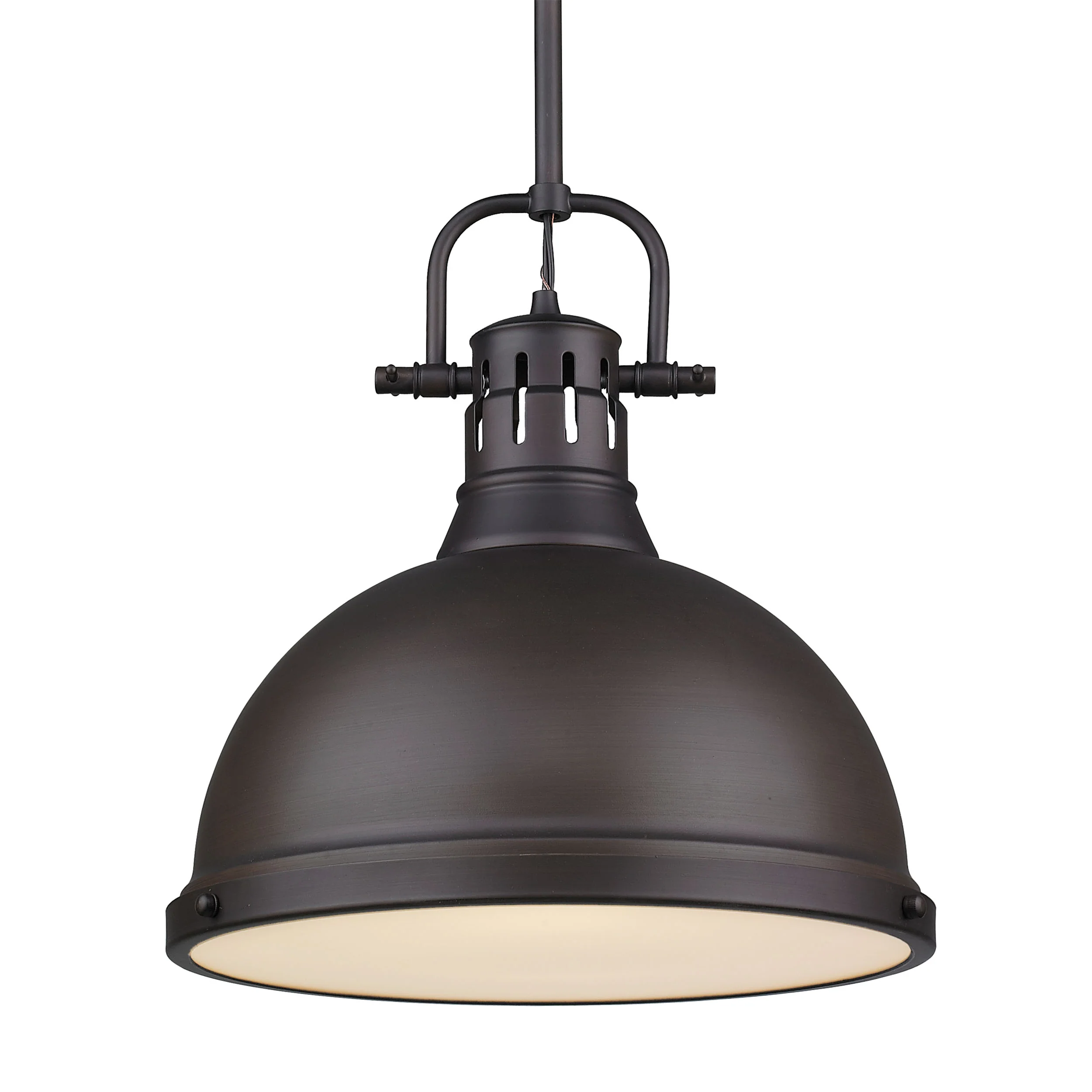 Duncan 1-light 14in Rod Hung Pendant in Rubbed Bronze