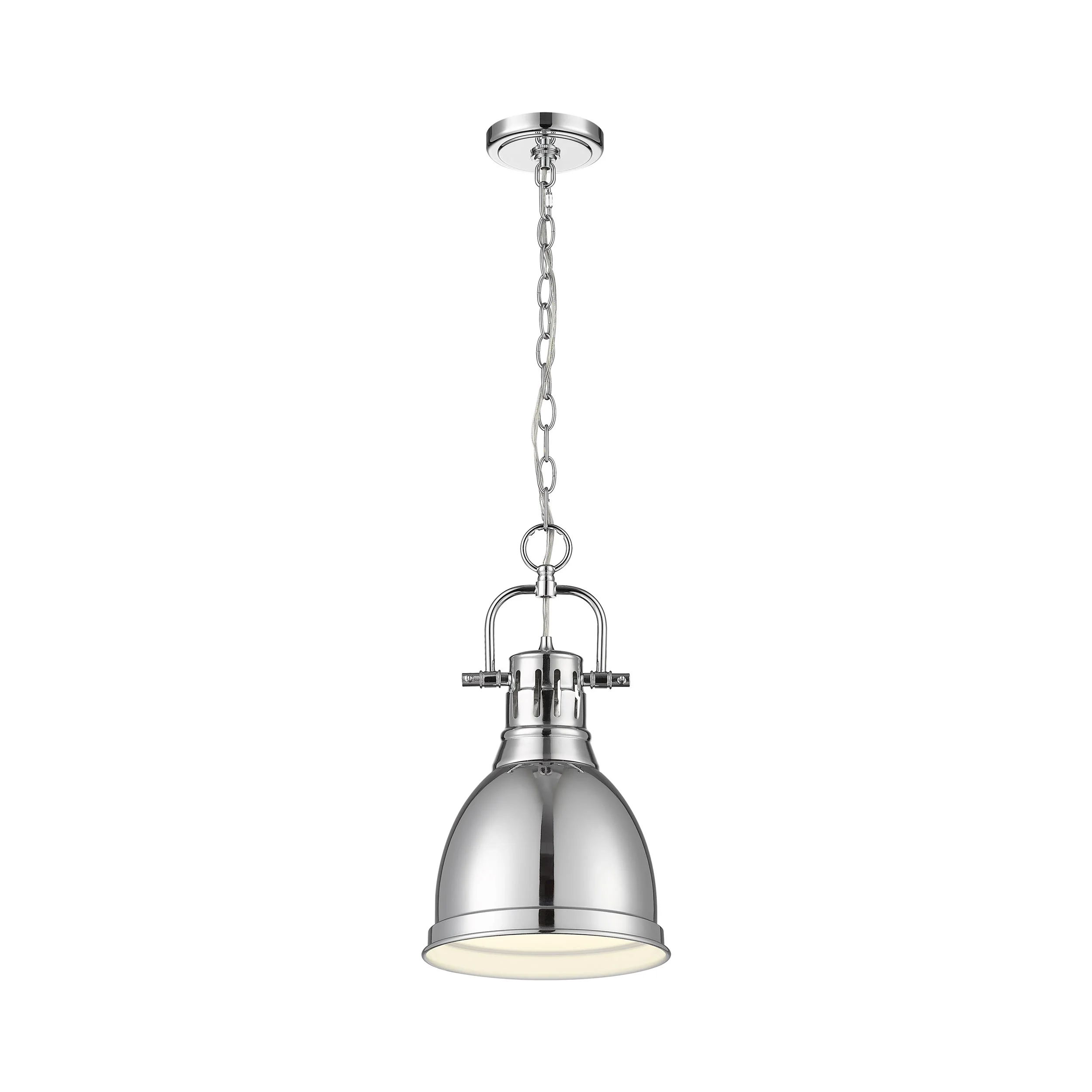 Duncan 1-light 9in chain hung Pendant in Chrome and Clear Glass - Image 3