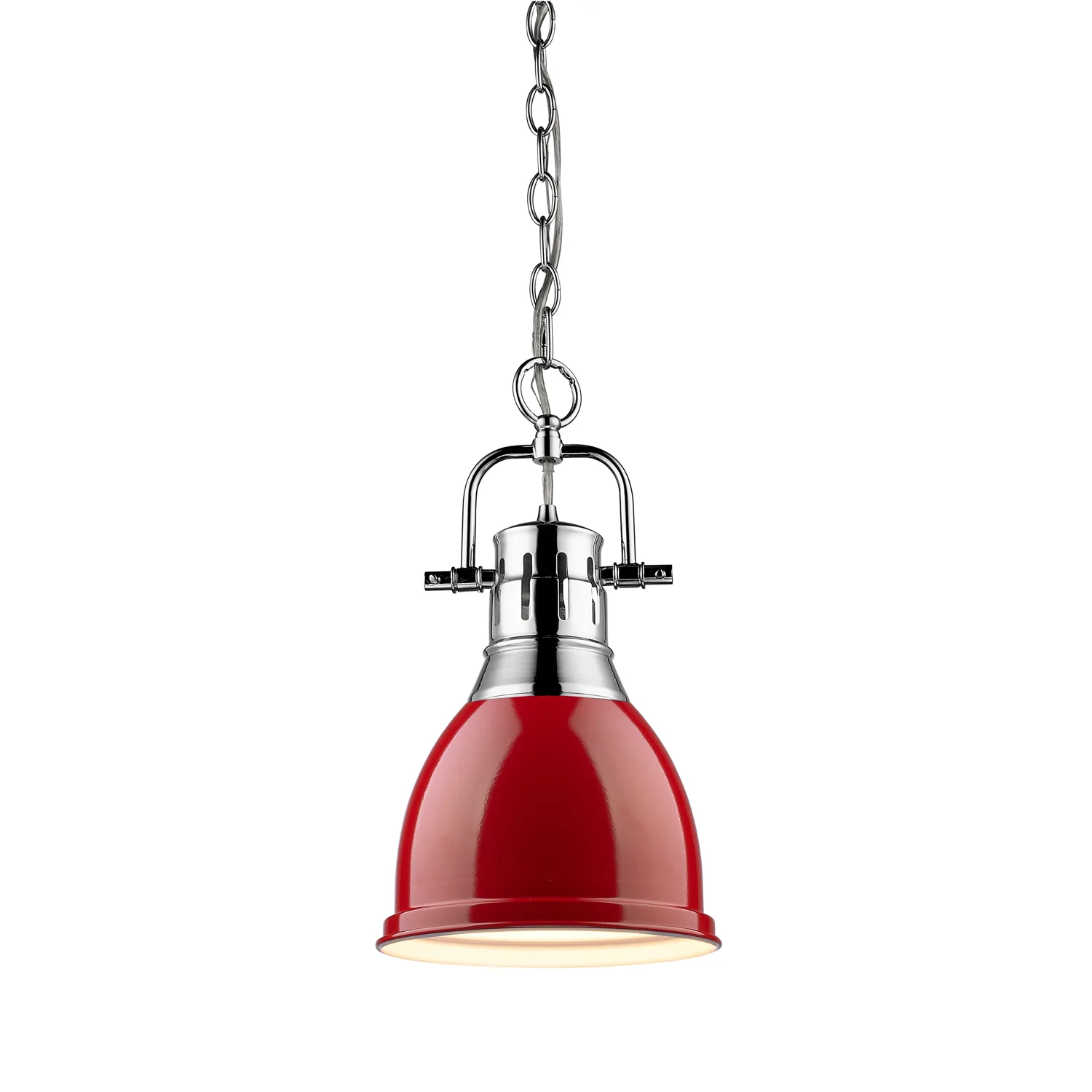 Duncan 1-light 9in Chain Hung Pendant in Chrome and Red shade - Image 2