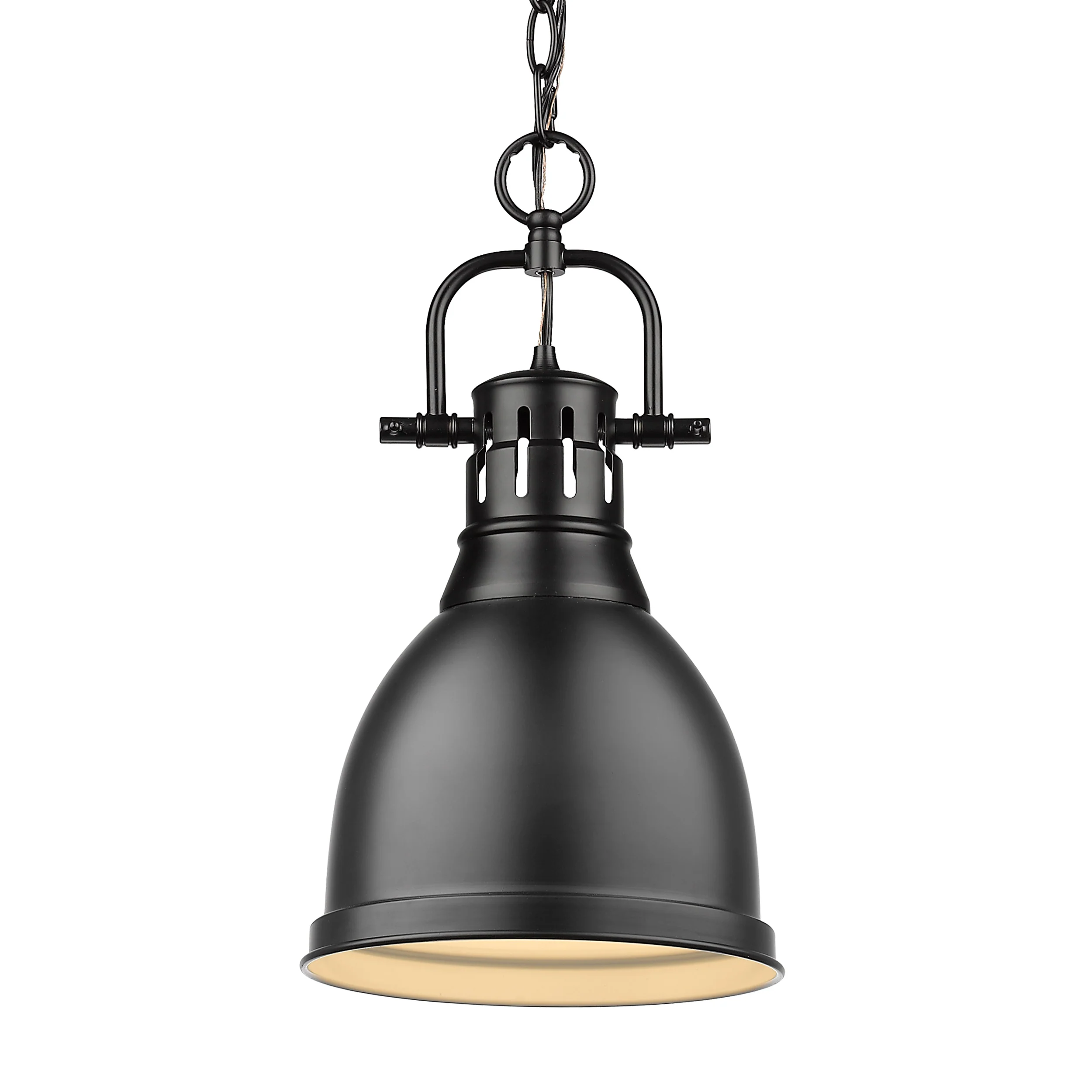 Duncan 1-light 9in Chain Hung Pendant in Matte Black