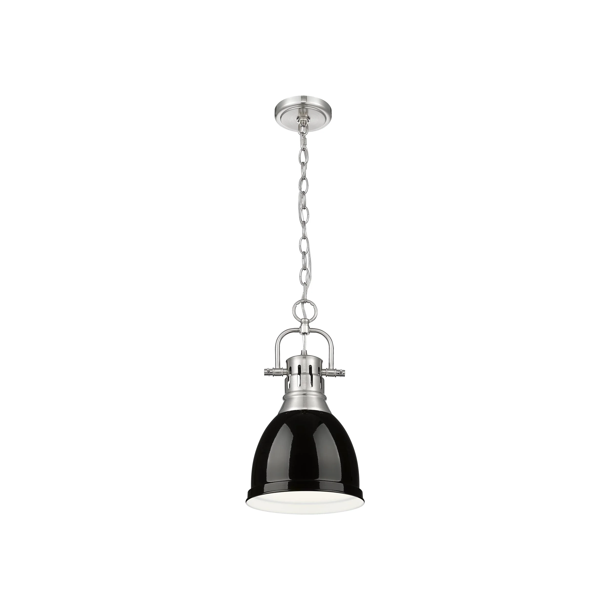 Duncan 1-light 9in Chain Hung Pendant in Pewter and Black shade - Image 3