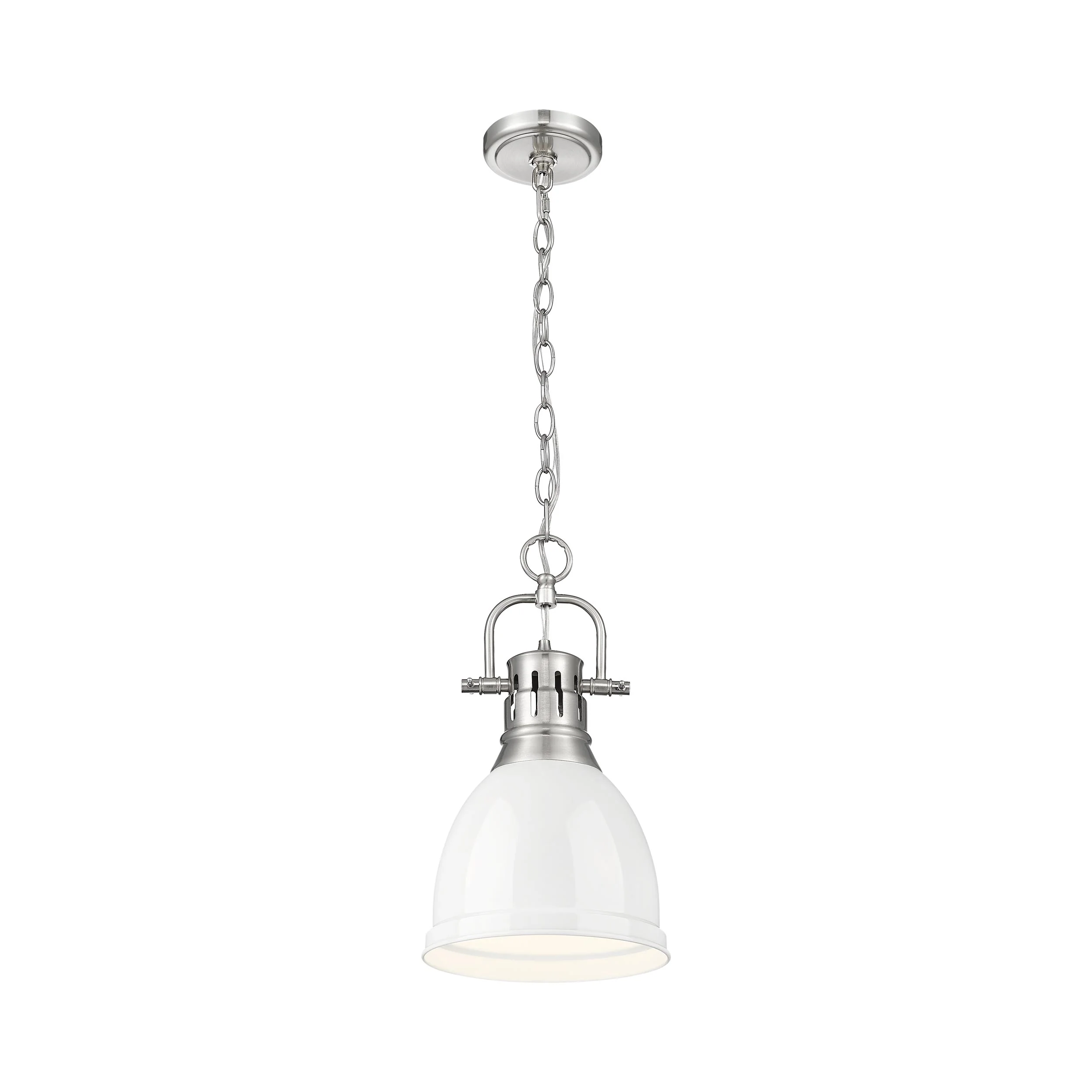 Duncan 1-light 9in Chain Hung Pendant in Pewter and White shade - Image 2