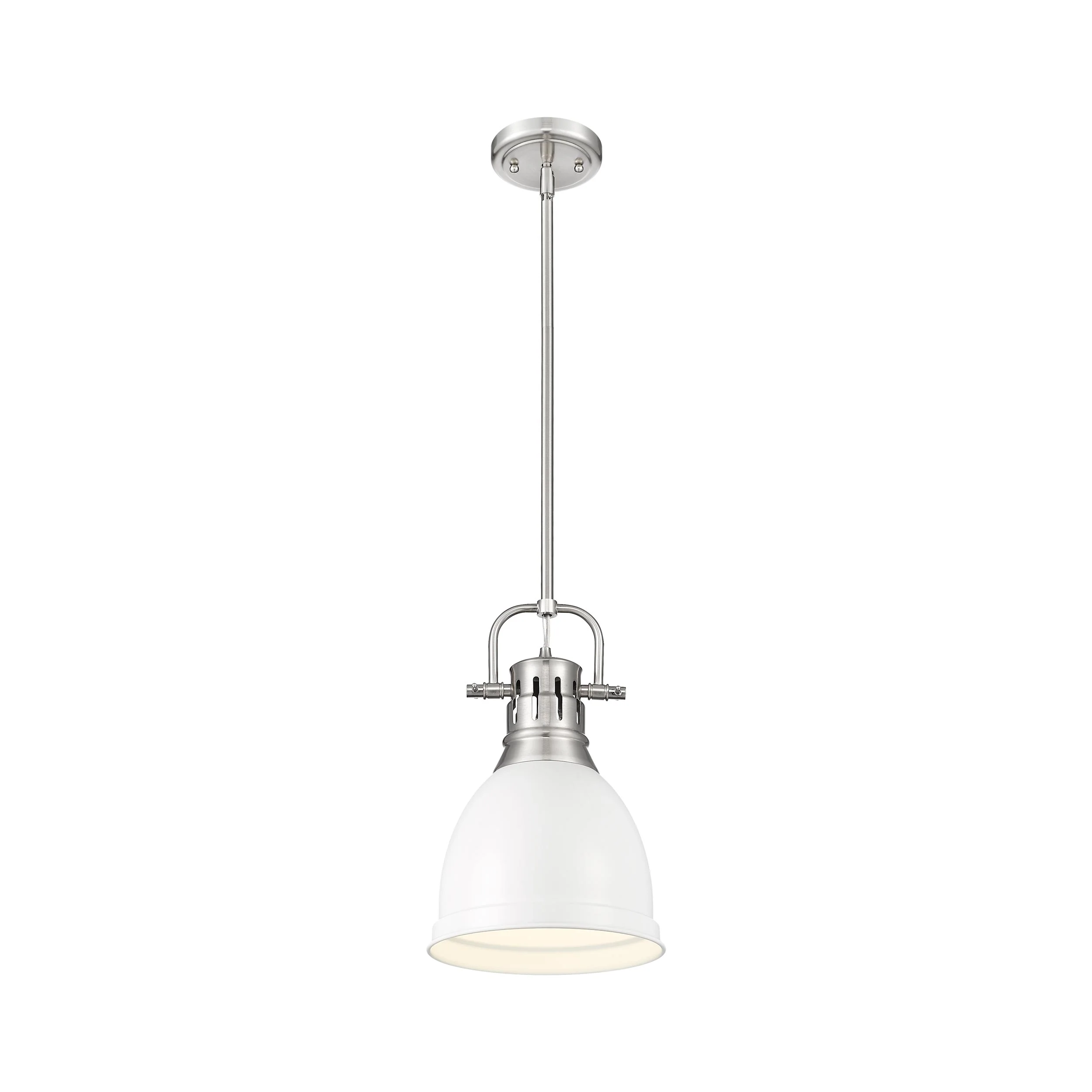 Duncan 1-light 9in Rod Hung Pendant in Pewter and Matte White shade - Image 2
