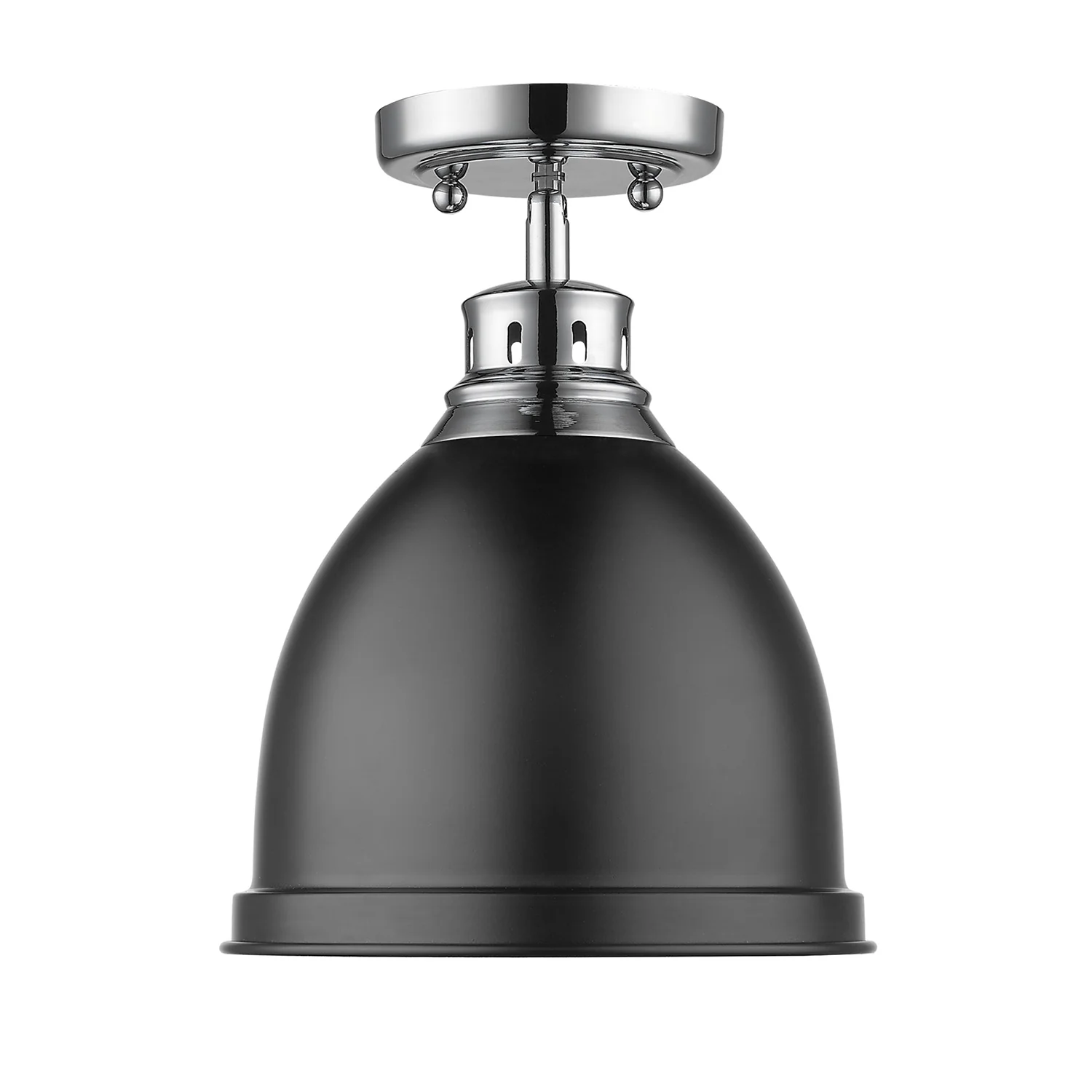 Duncan 1-light Flush Mount in Chrome and Matte Black shade - Image 2