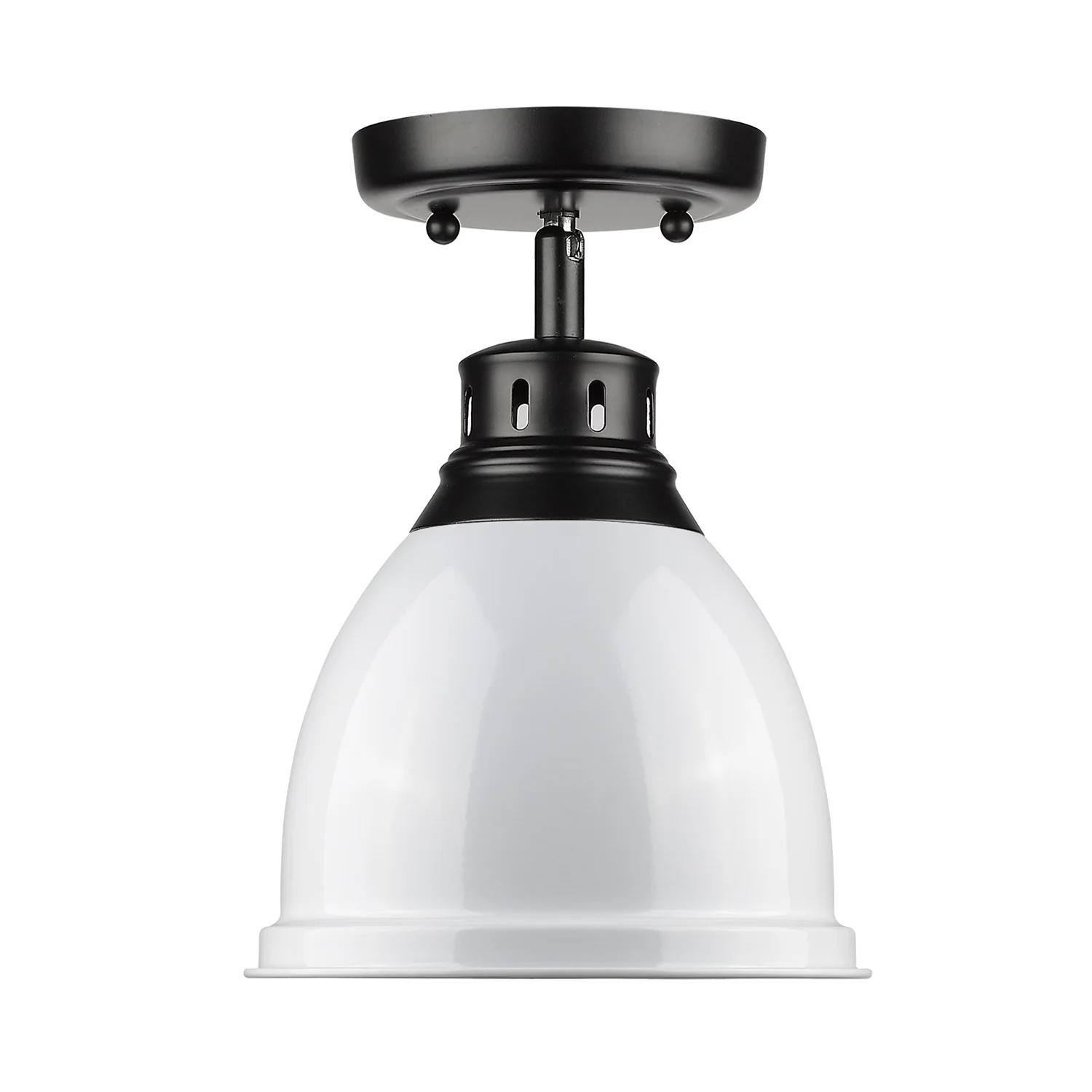 Duncan 1-light Flush Mount in Matte Black and White shade - Image 2