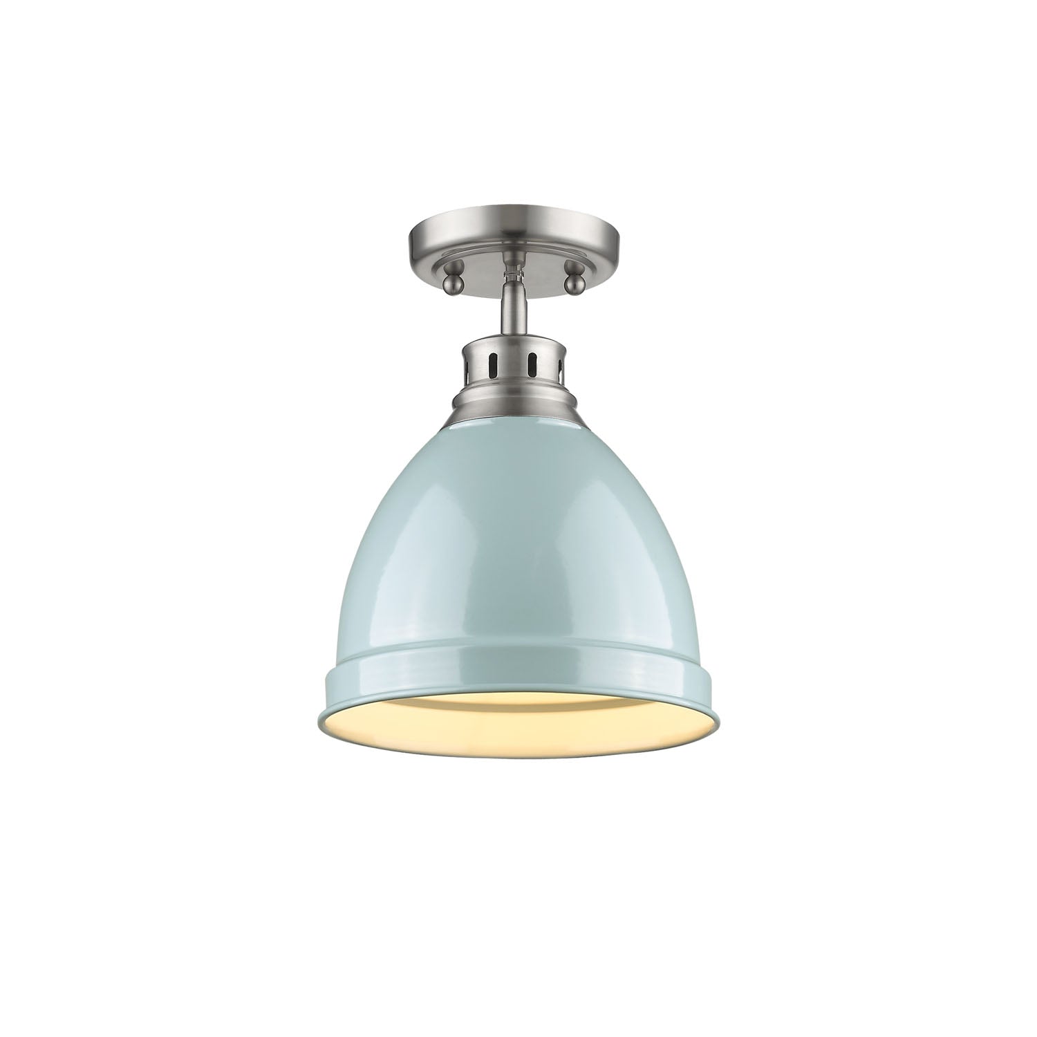 Duncan 1-light Flush Mount in Pewter and Seafoam shade - Image 3