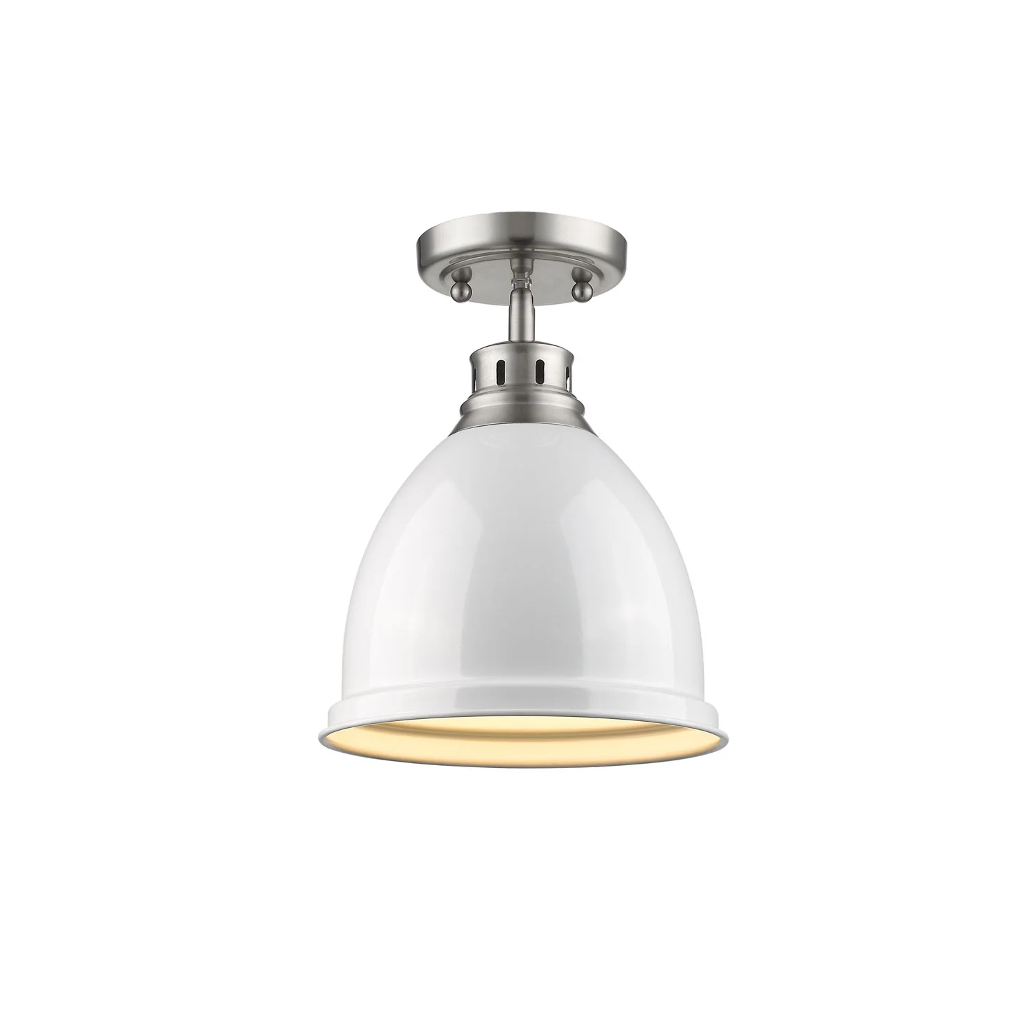 Duncan 1-light Flush Mount in Pewter and White shade - Image 2
