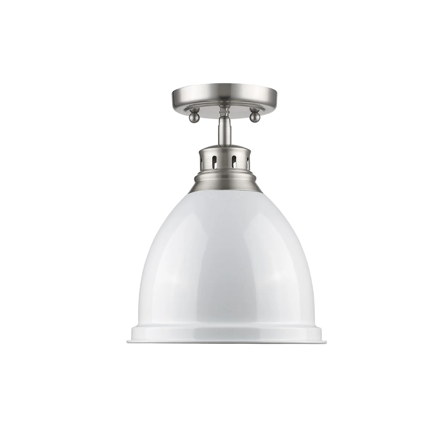 Duncan 1-light Flush Mount in Pewter and White shade - Image 3