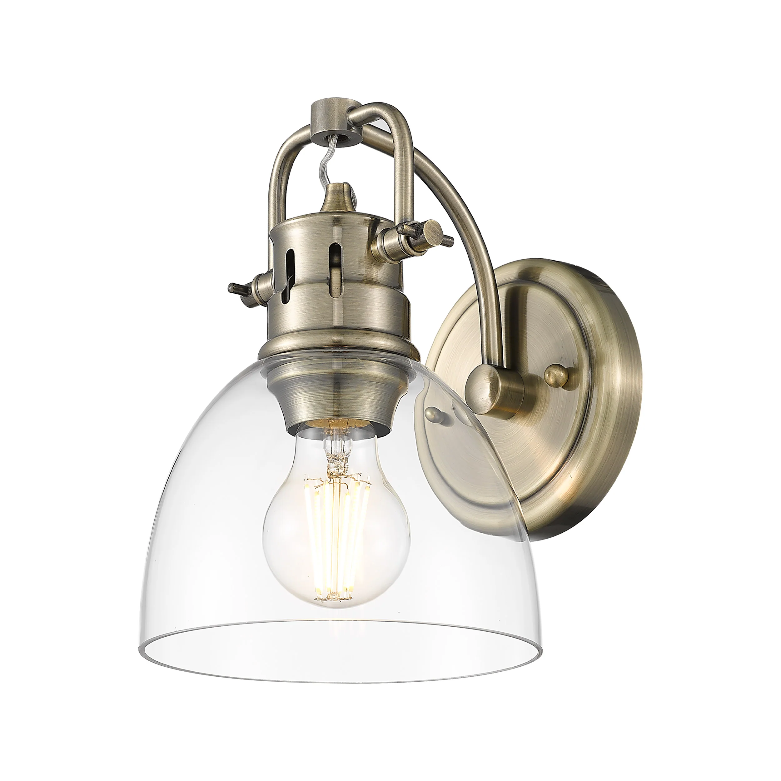 Duncan 1-light Vanity in Aged Brass and Clear Glass