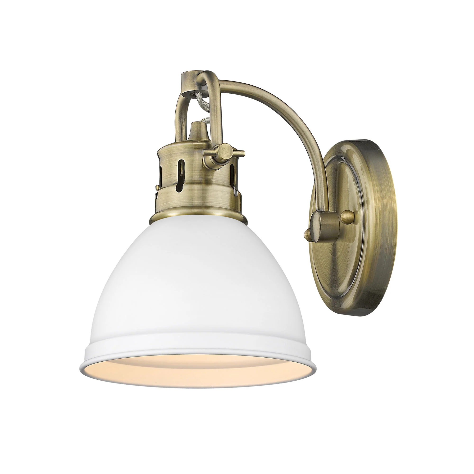 Duncan 1-light Vanity in Aged Brass and Matte White shade - Image 2