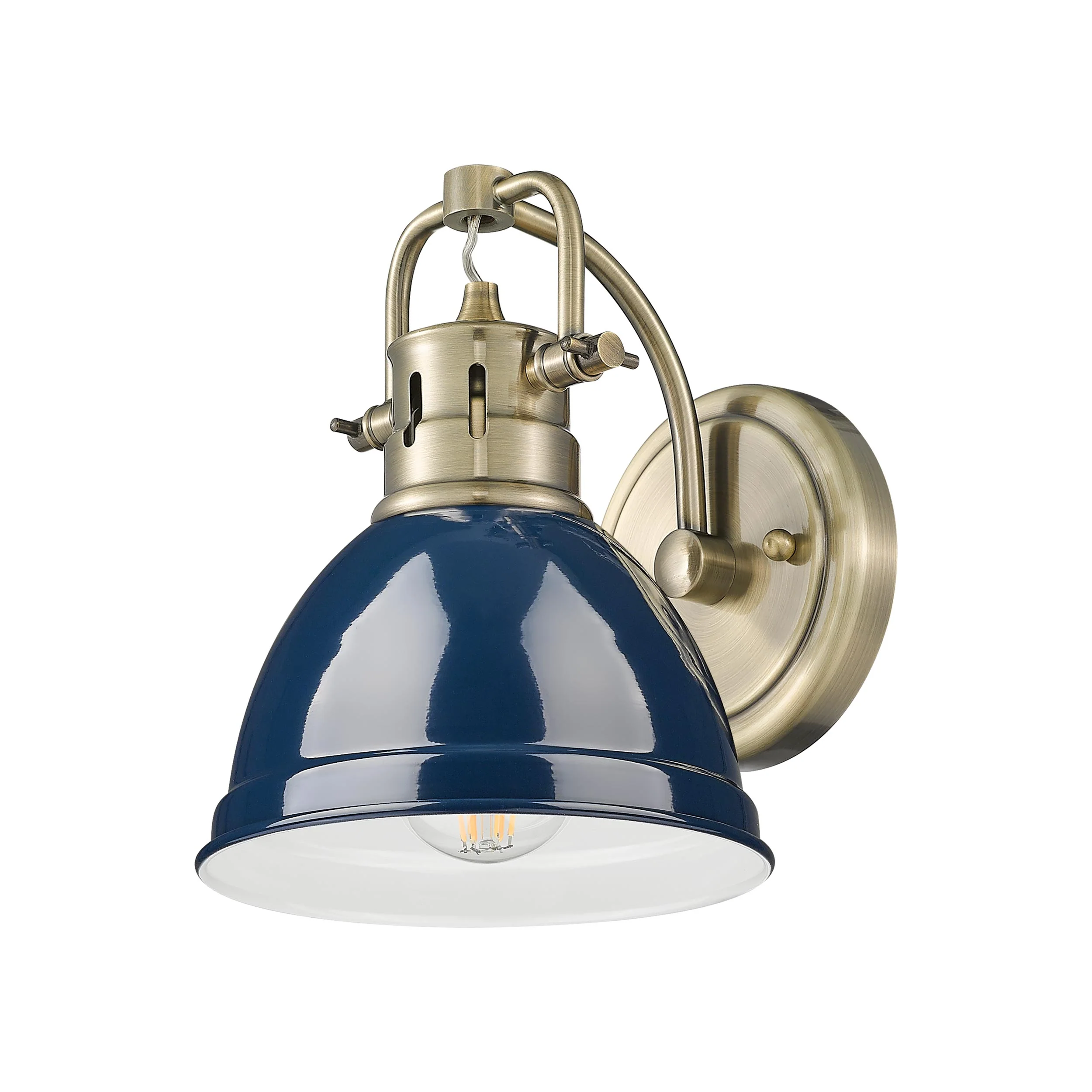 Duncan 1-light Vanity in Aged Brass and Navy Blue shade - Image 2