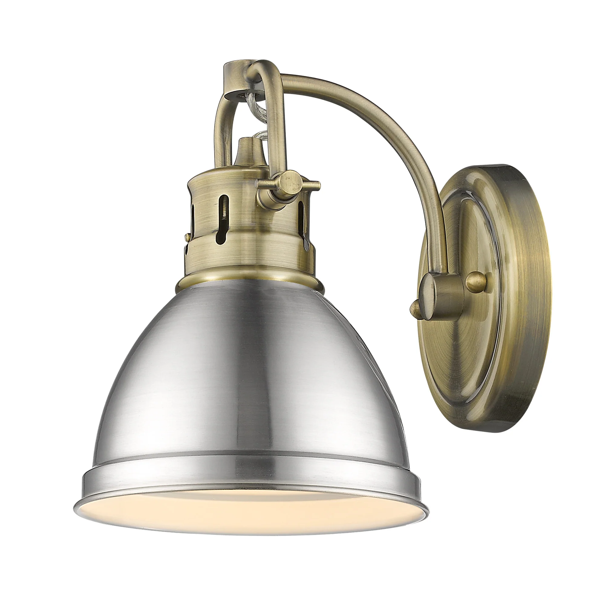 Duncan 1-light Vanity in Aged Brass and Pewter shade - Image 2