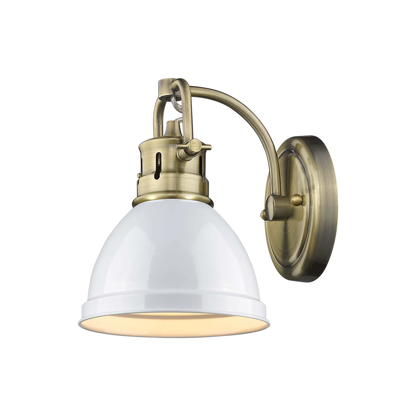 Duncan 1-light Vanity in Aged Brass and White shade - Image 2