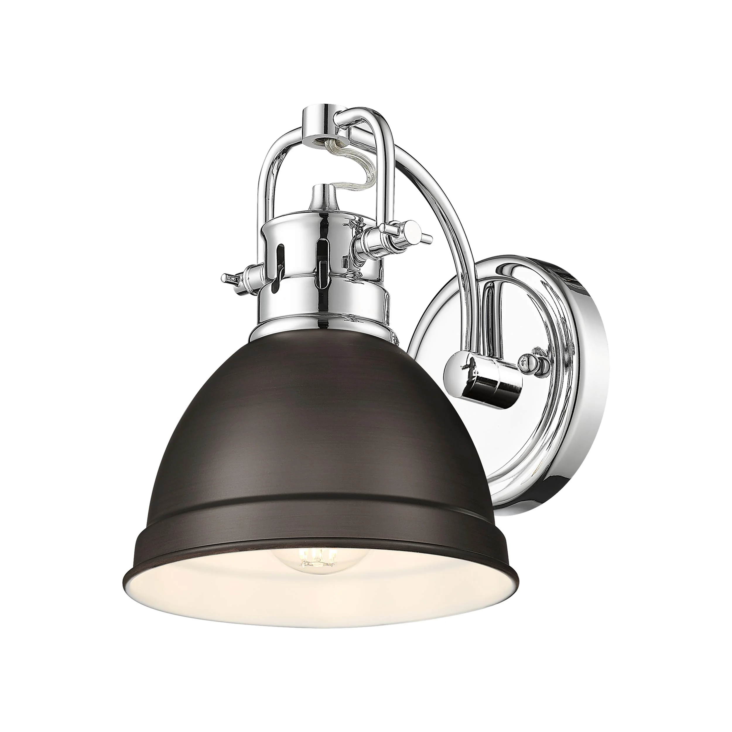 Duncan 1-light Vanity in Chrome and Rubbed Bronze shade
