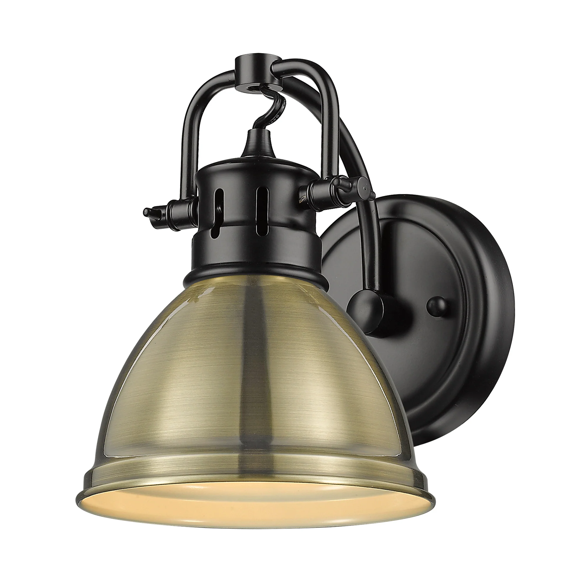 Duncan 1-light Vanity in Matte Black and Aged Brass shade