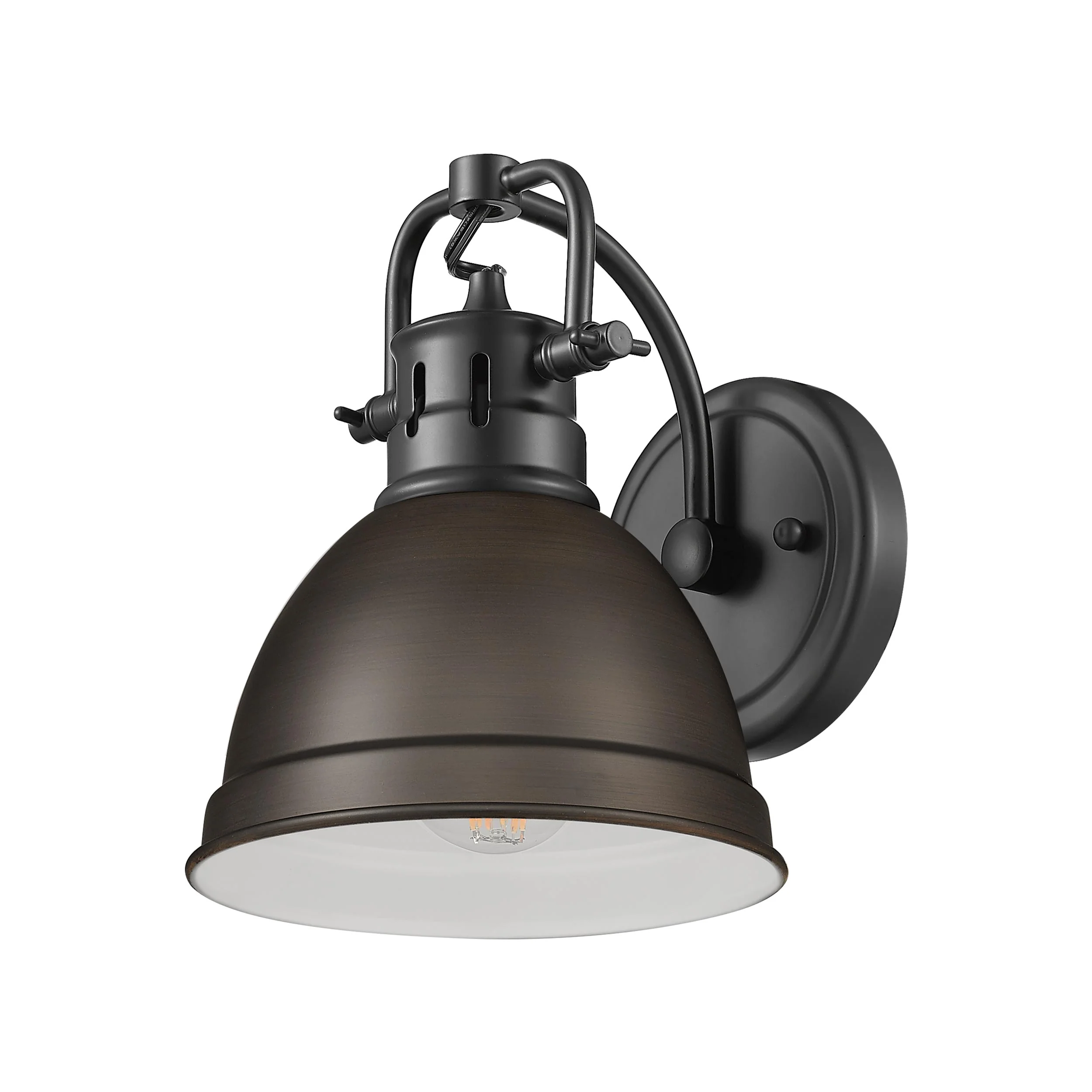 Duncan 1-light Vanity in Matte Black and Rubbed Bronze shade - Image 2