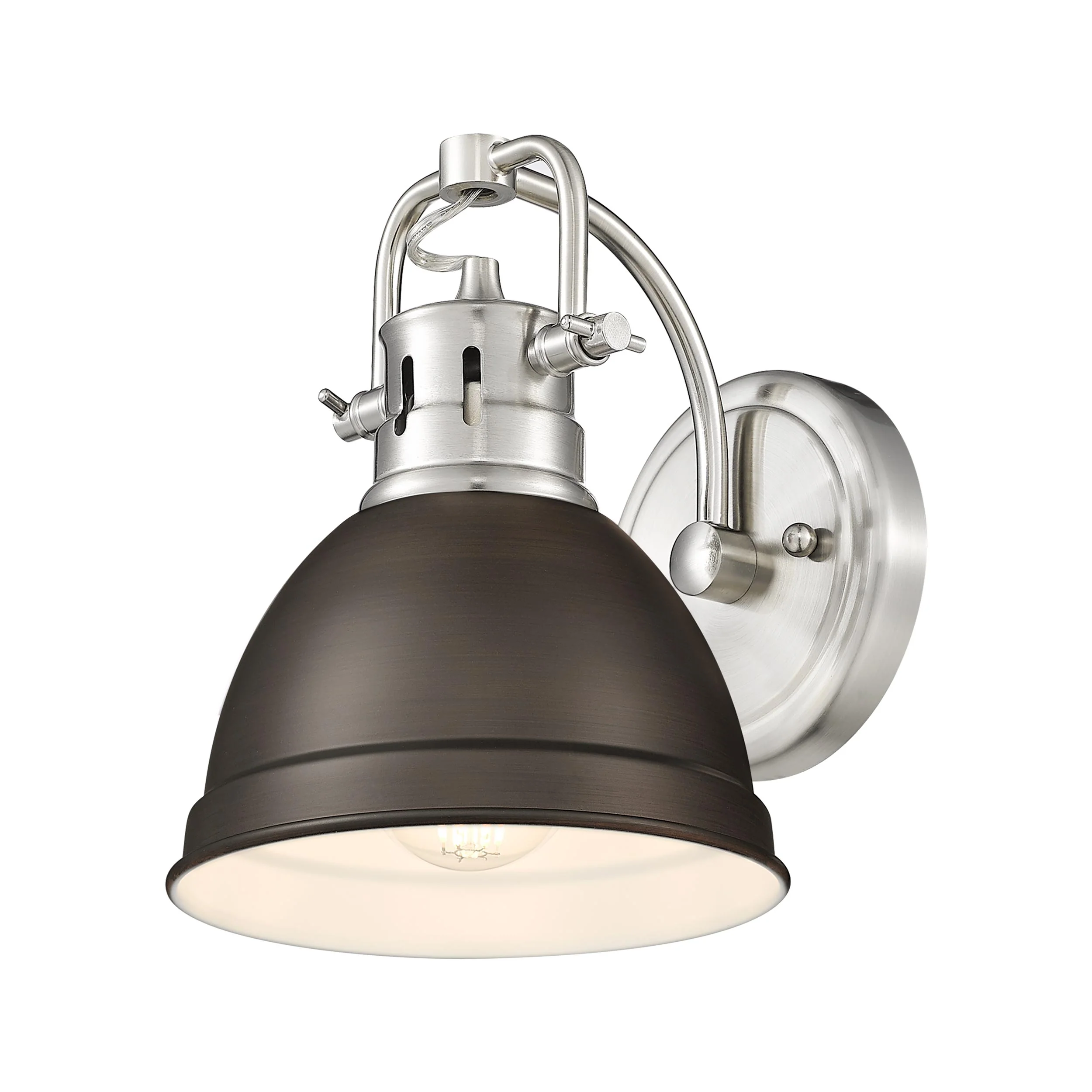 Duncan 1-light Vanity in Pewter and Rubbed Bronze shade