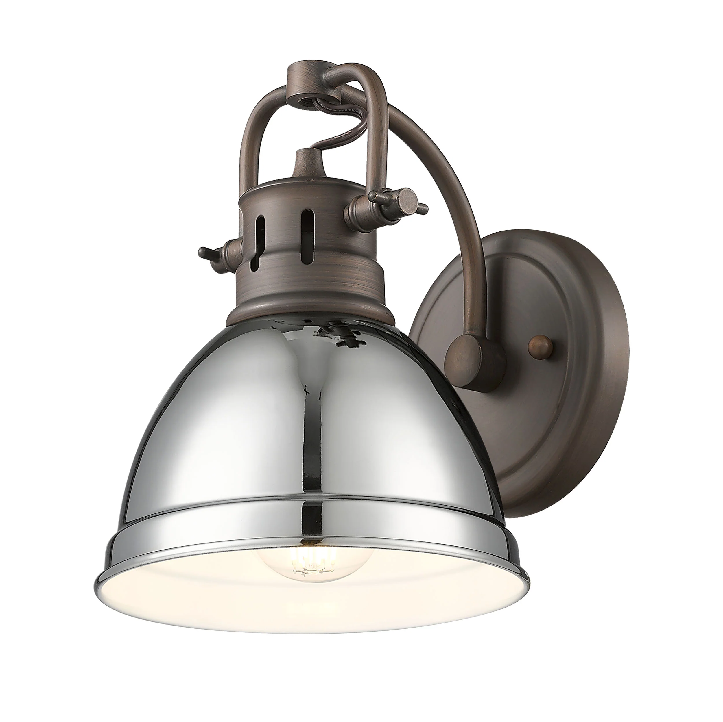 Duncan 1-light Vanity in Rubbed Bronze and Chrome shade