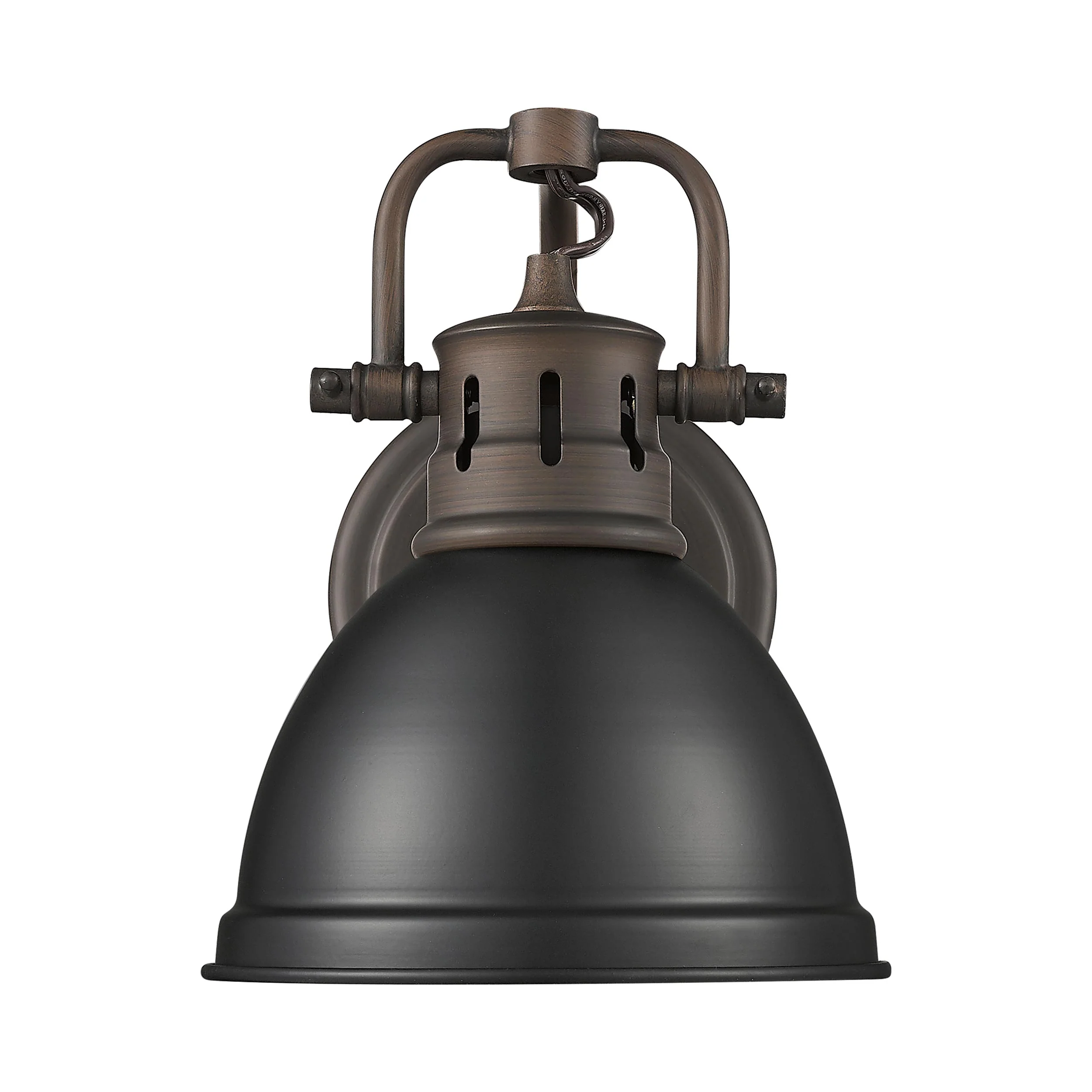 Duncan 1-light Vanity in Rubbed Bronze and Matte Black shade - Image 2