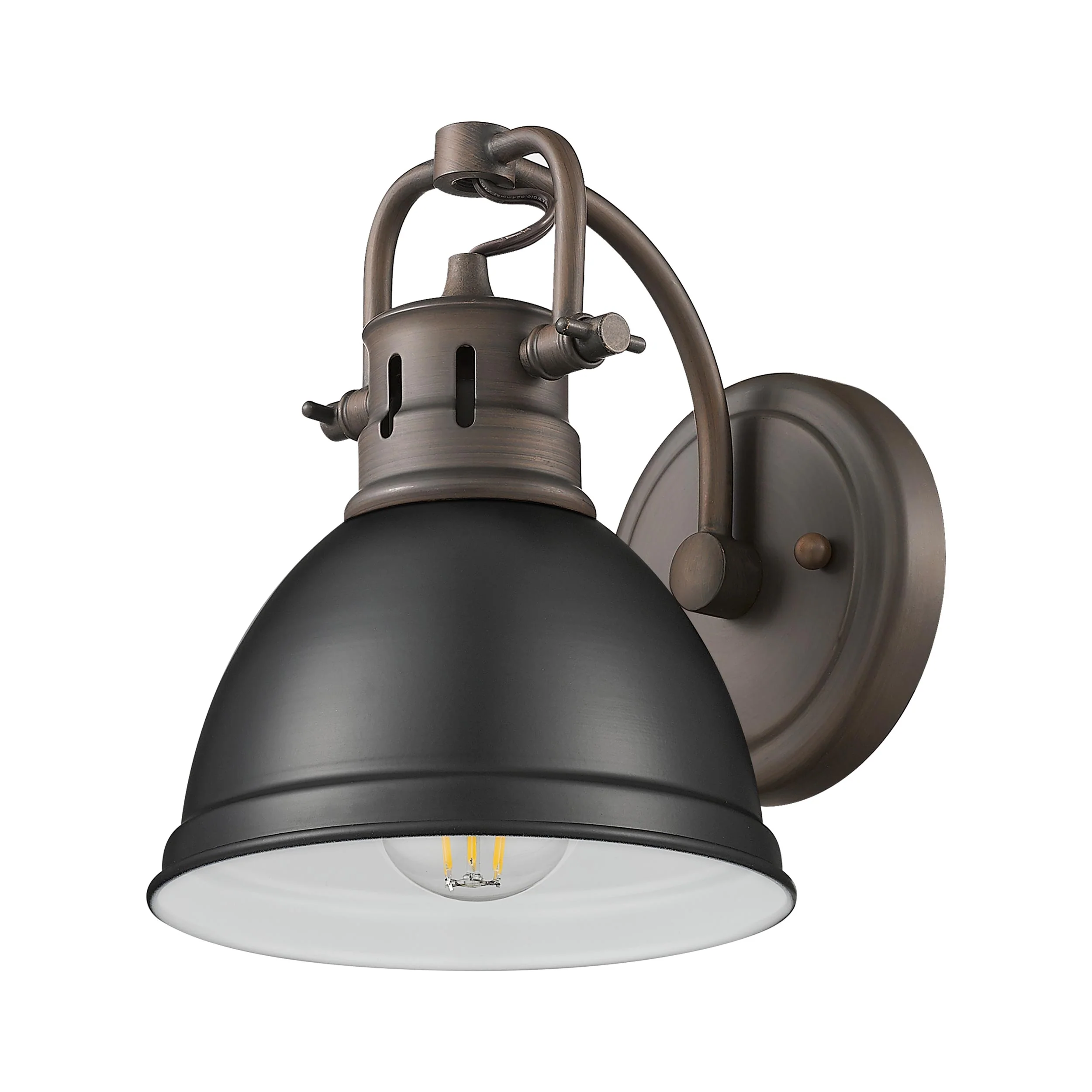 Duncan 1-light Vanity in Rubbed Bronze and Matte Black shade - Image 3
