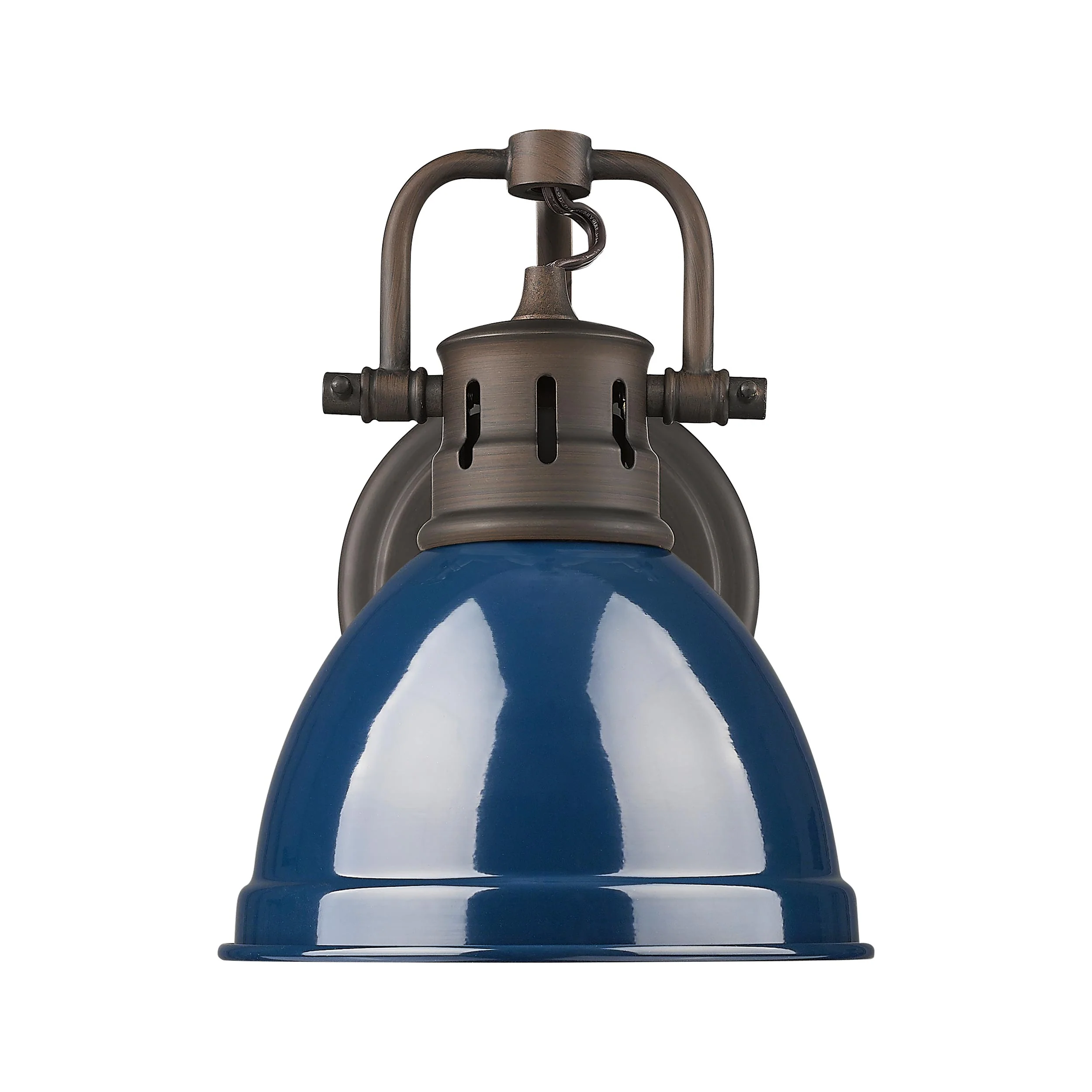 Duncan 1-light Vanity in Rubbed Bronze and Navy Blue shade - Image 2