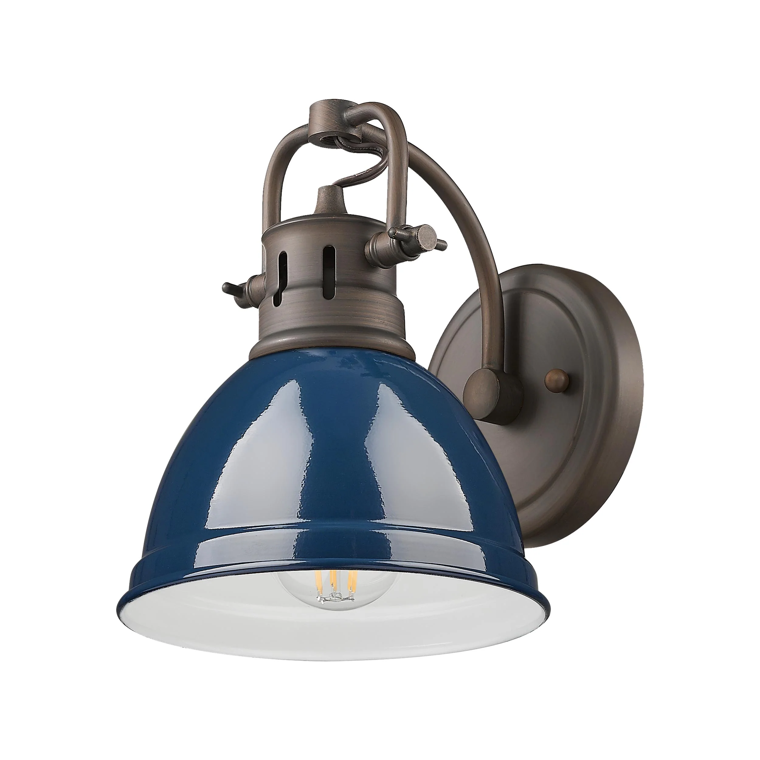 Duncan 1-light Vanity in Rubbed Bronze and Navy Blue shade - Image 3