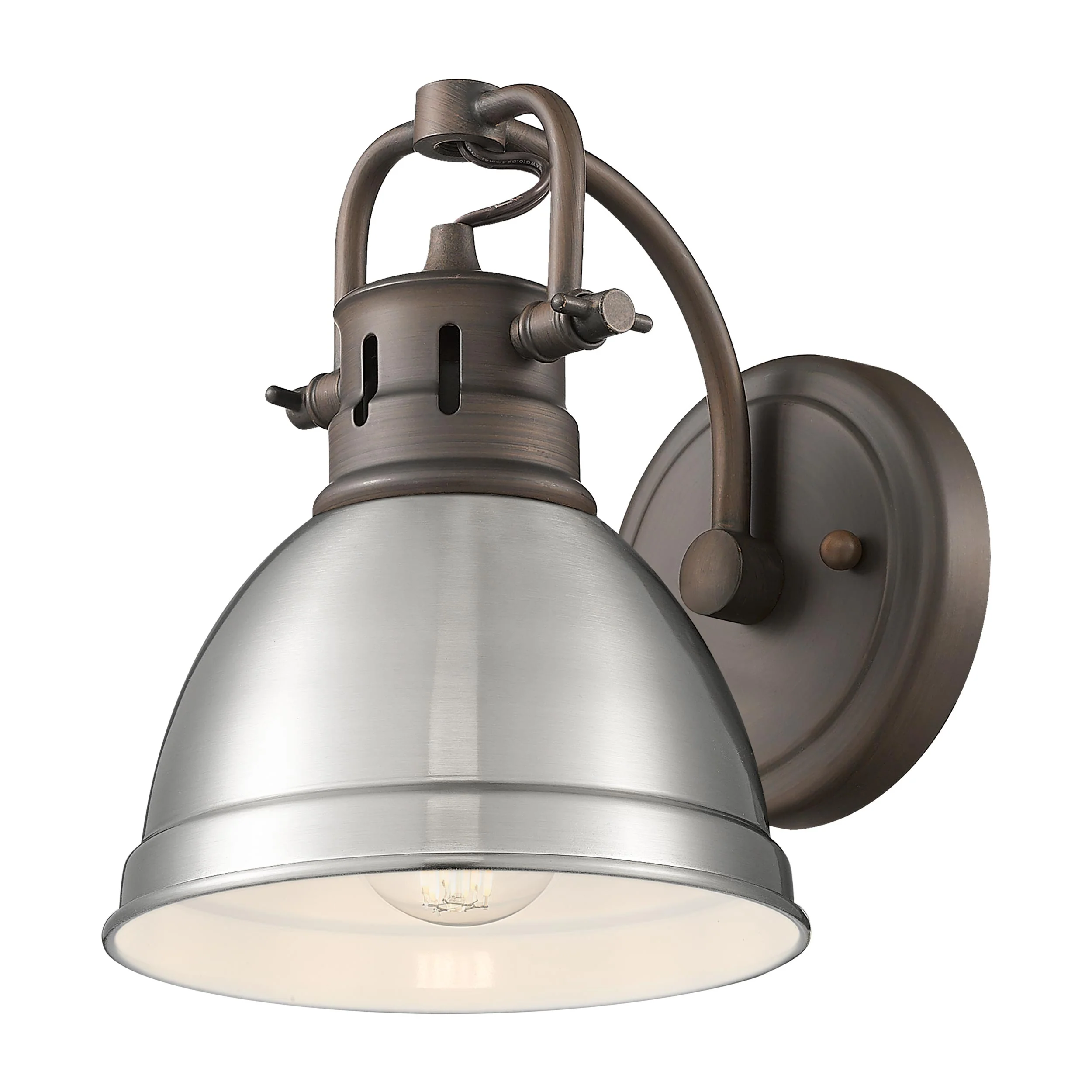 Duncan 1-light Vanity in Rubbed Bronze and Pewter shade