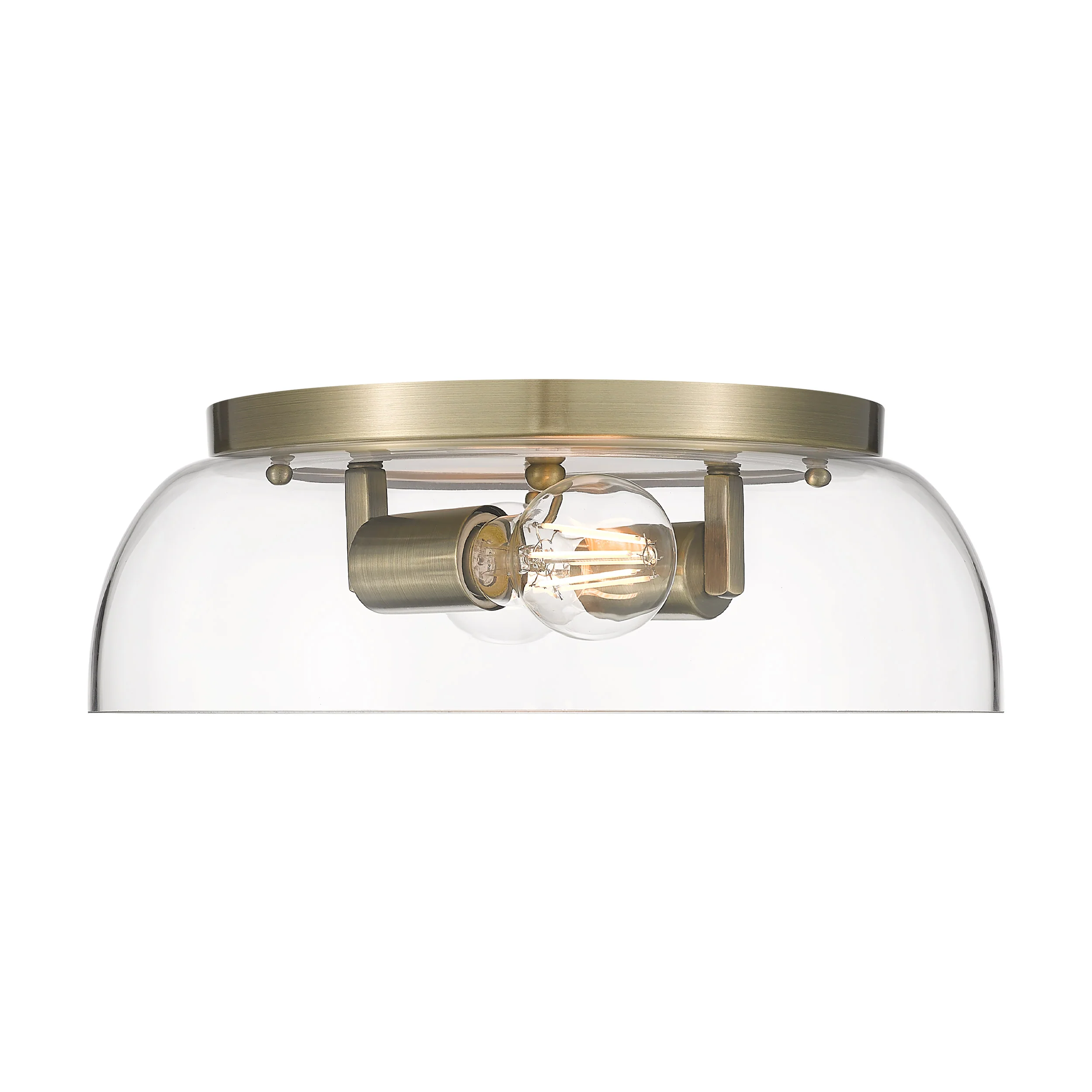 Duncan 2-light Flush Mount in Aged Brass and Clear Glass - Image 3