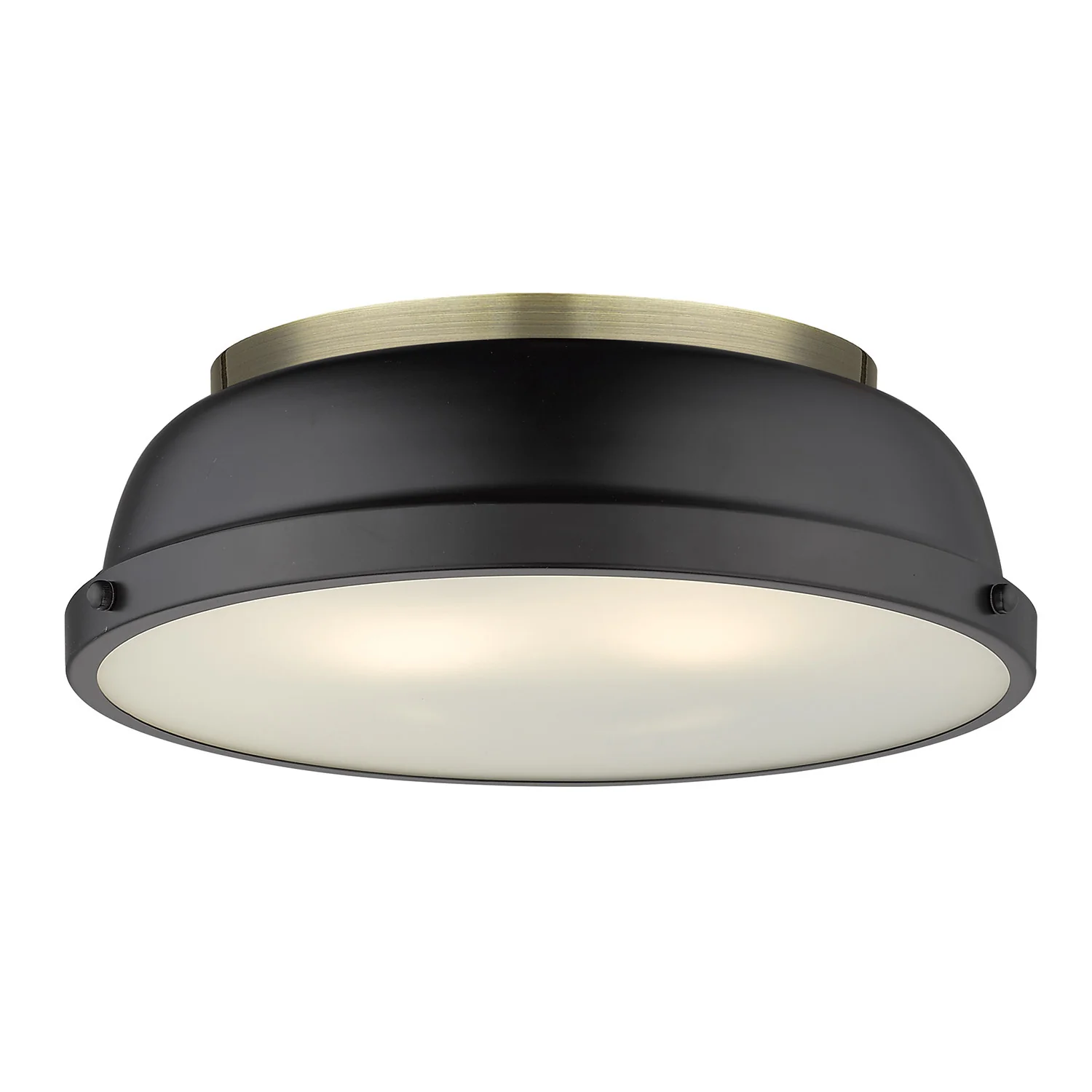 Duncan 2-light Flush Mount in Aged Brass and Matte Black shade