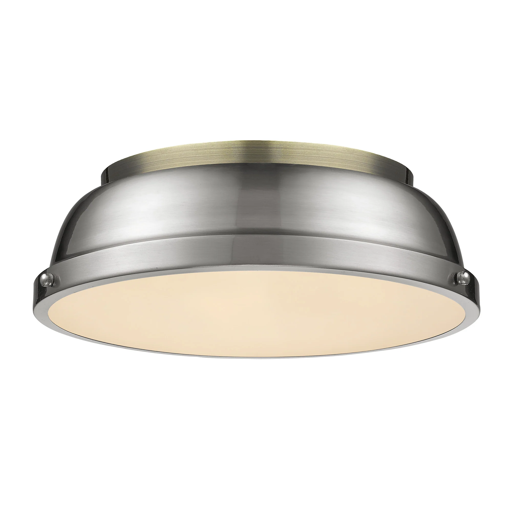 Duncan 2-light Flush Mount in Aged Brass and Pewter shade