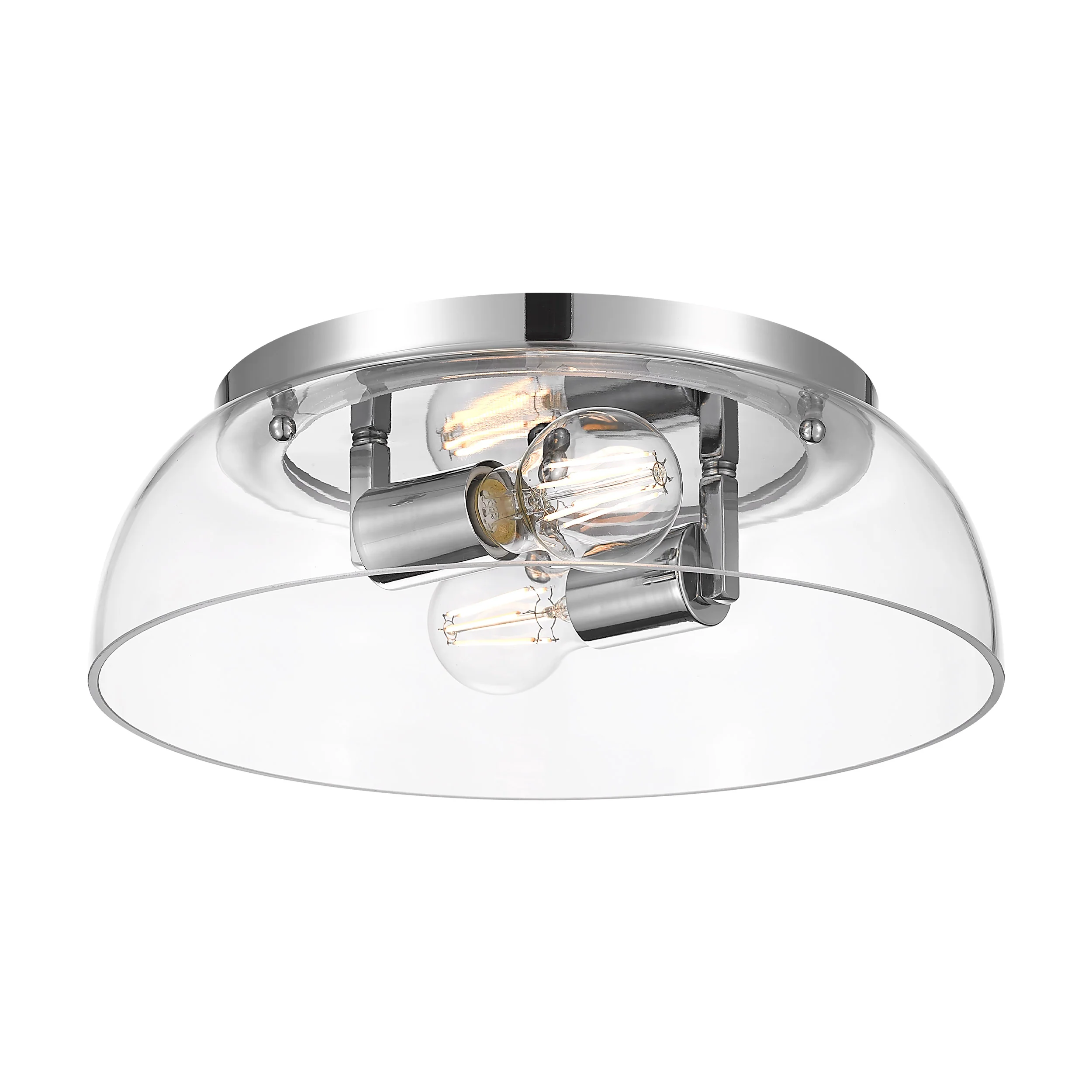 Duncan 2-light Flush Mount in Chrome and Clear Glass