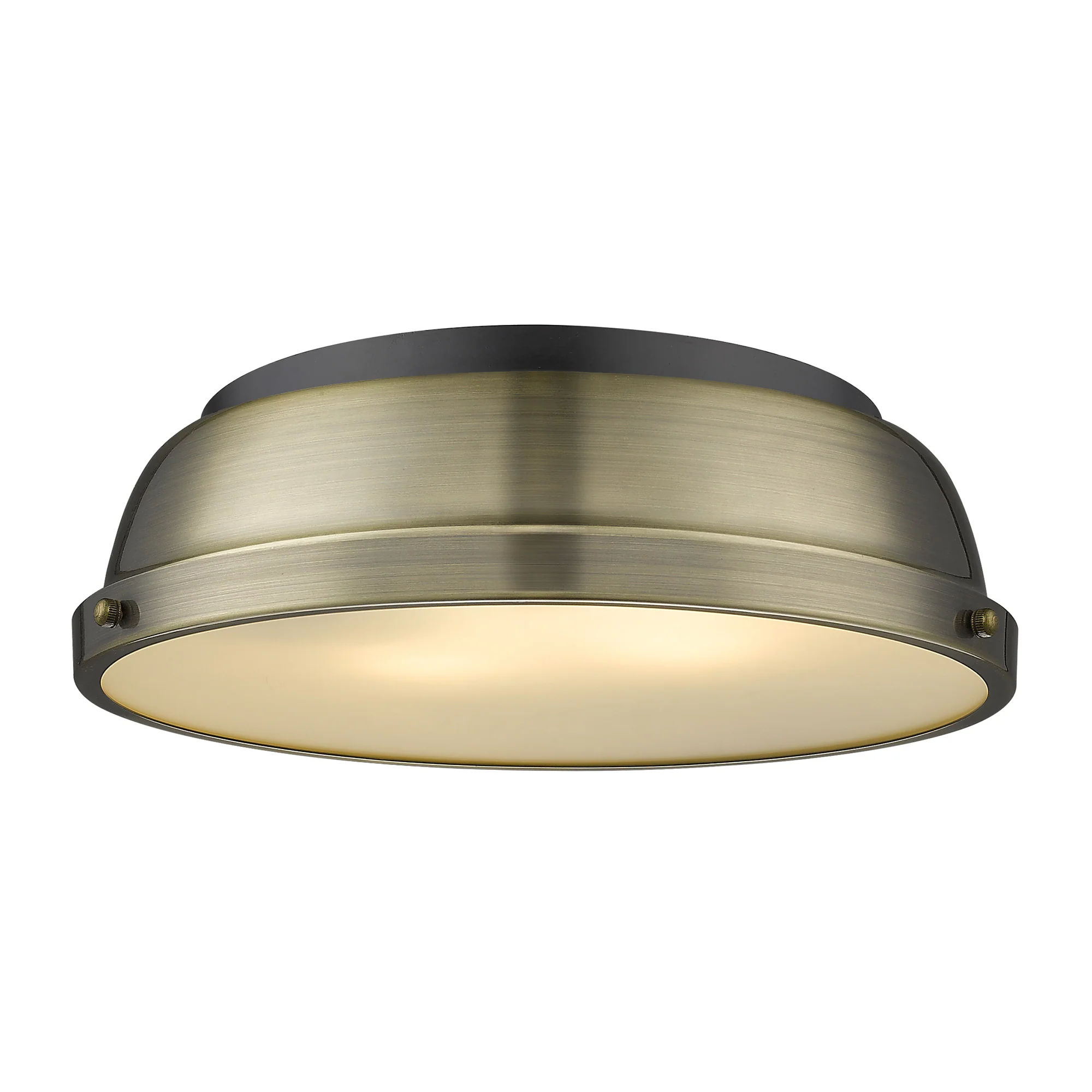 Duncan 2-light Flush Mount in Matte Black and Aged Brass shade