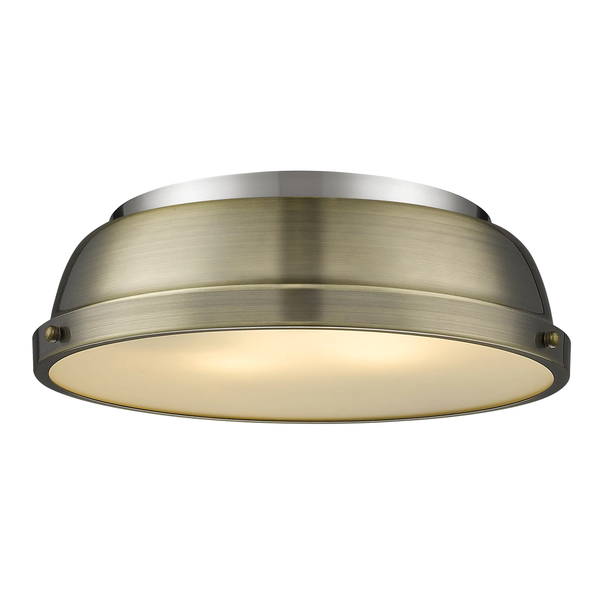 Duncan 2-light Flush Mount in Pewter and Aged Brass shade