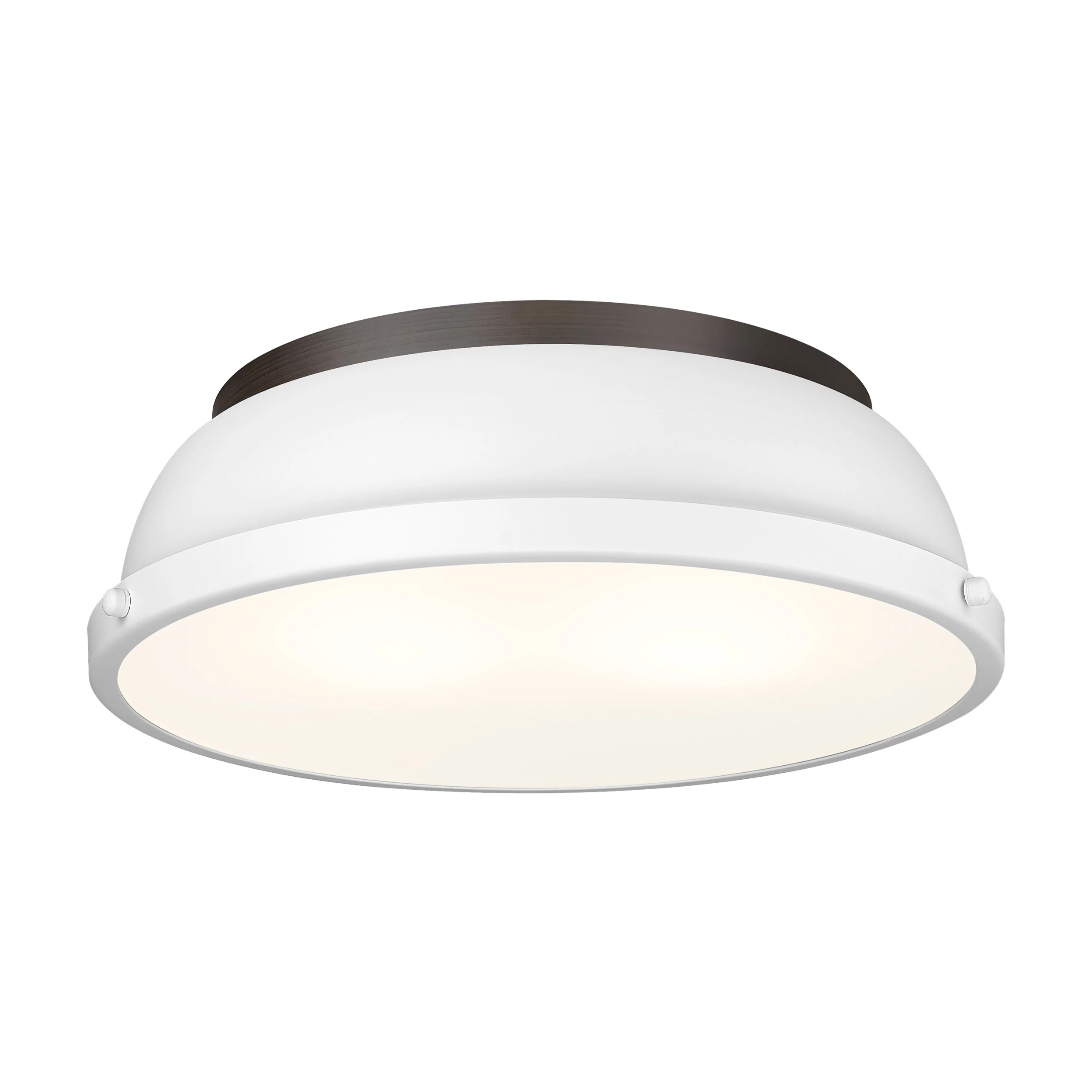 Duncan 2-light Flush Mount in Rubbed Bronze and Matte White shade