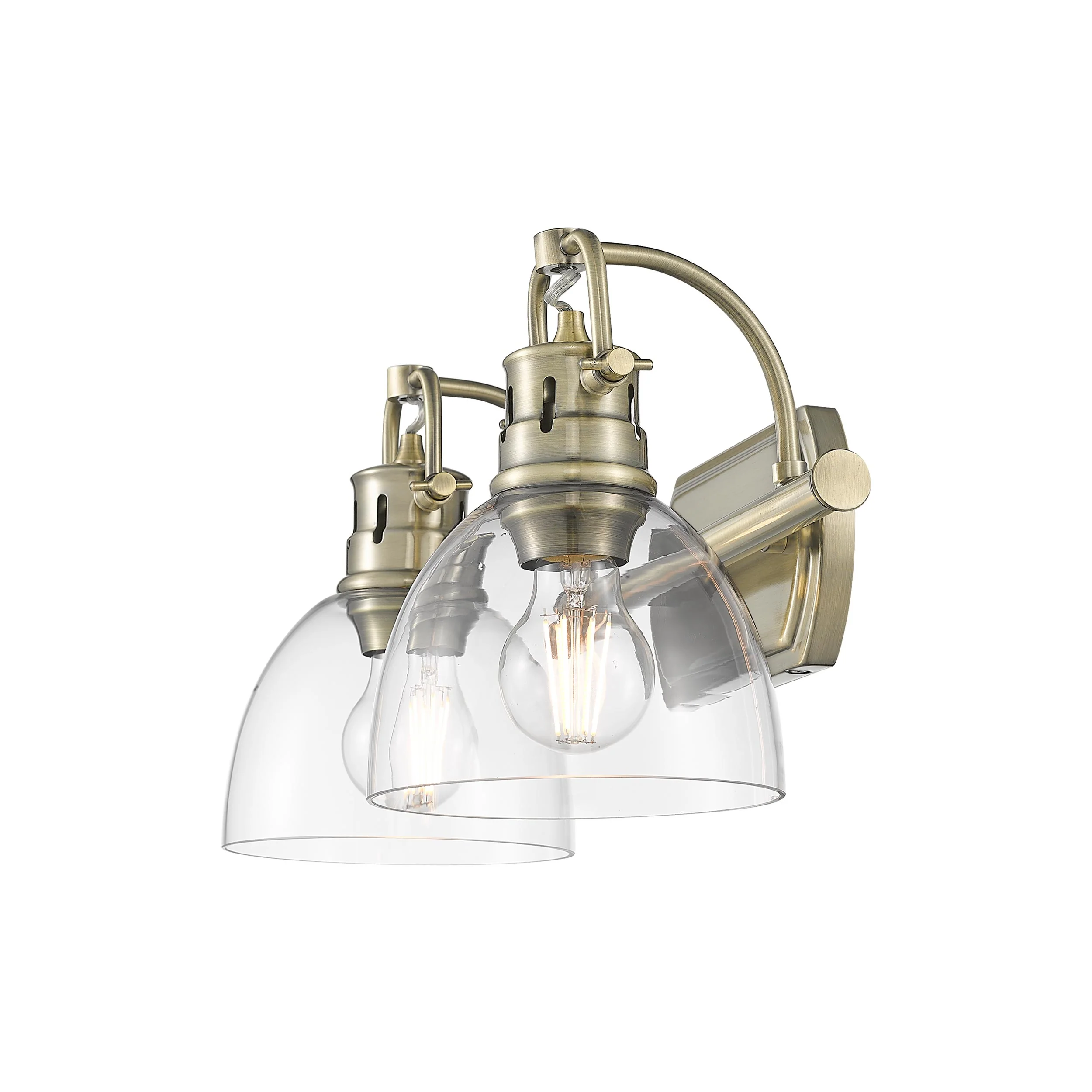Duncan 2-light Vanity in Aged Brass and Clear Glass - Image 2
