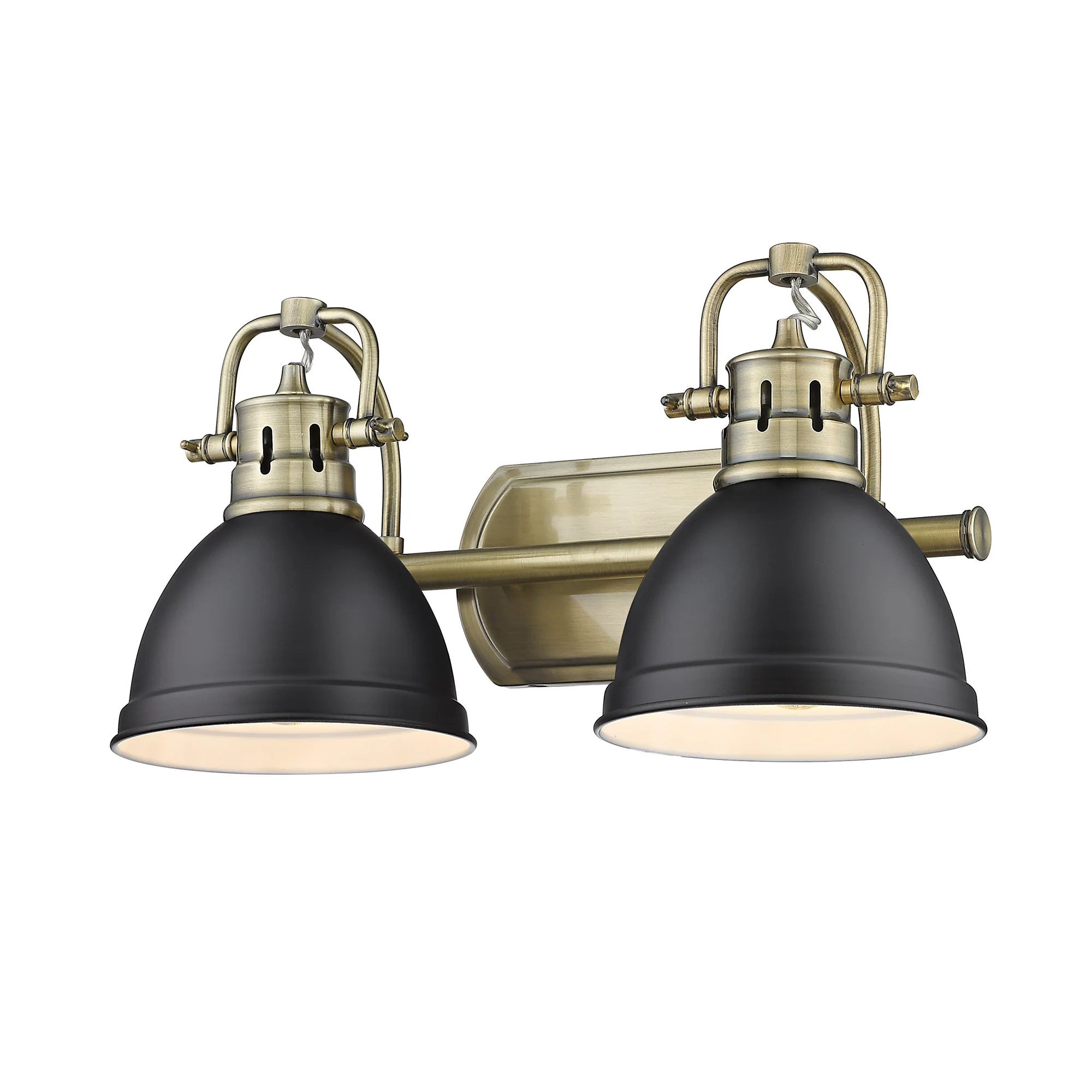 Duncan 2-light Vanity in Aged Brass and Matte Black shade