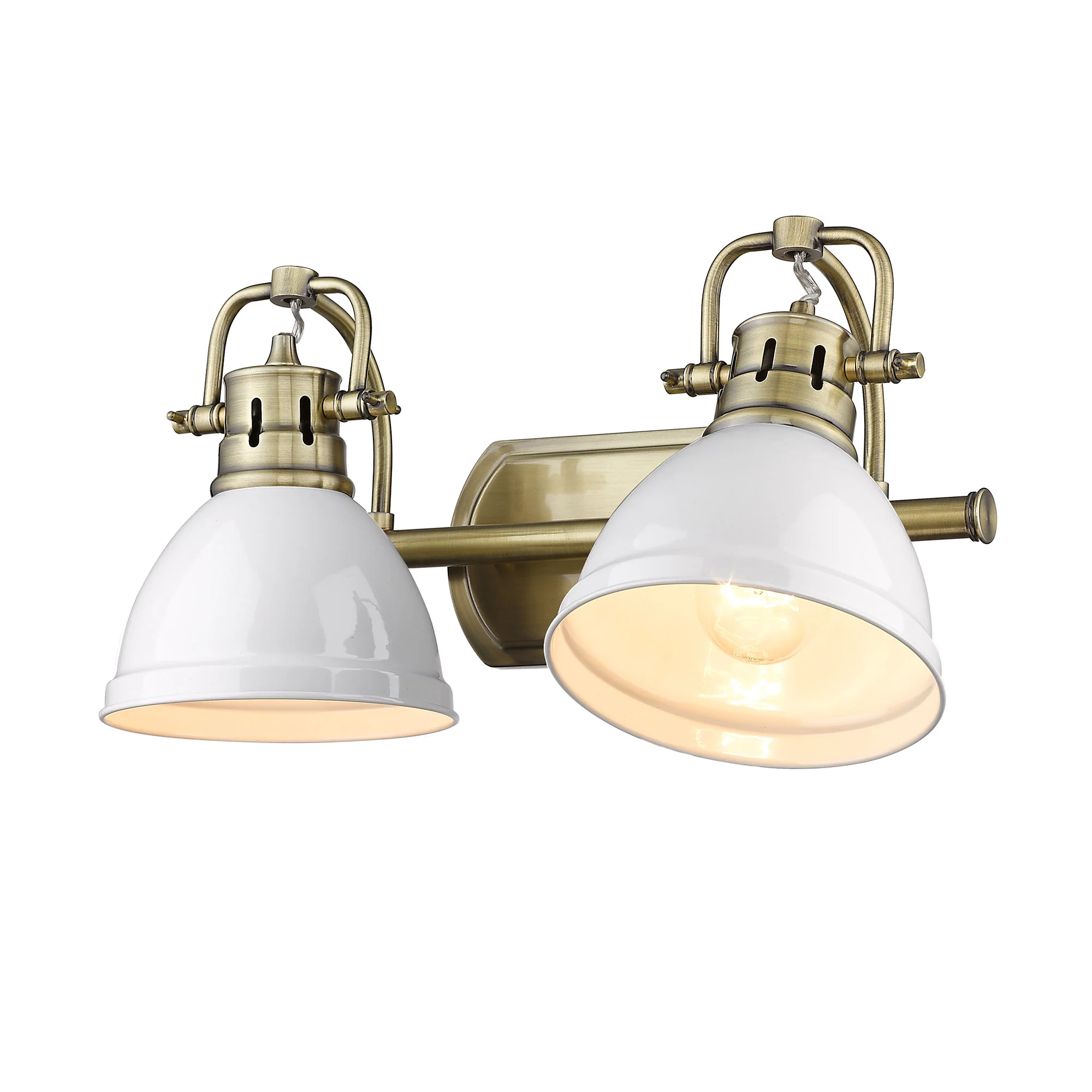 Duncan 2-light Vanity in Aged Brass and Matte White shade - Image 2