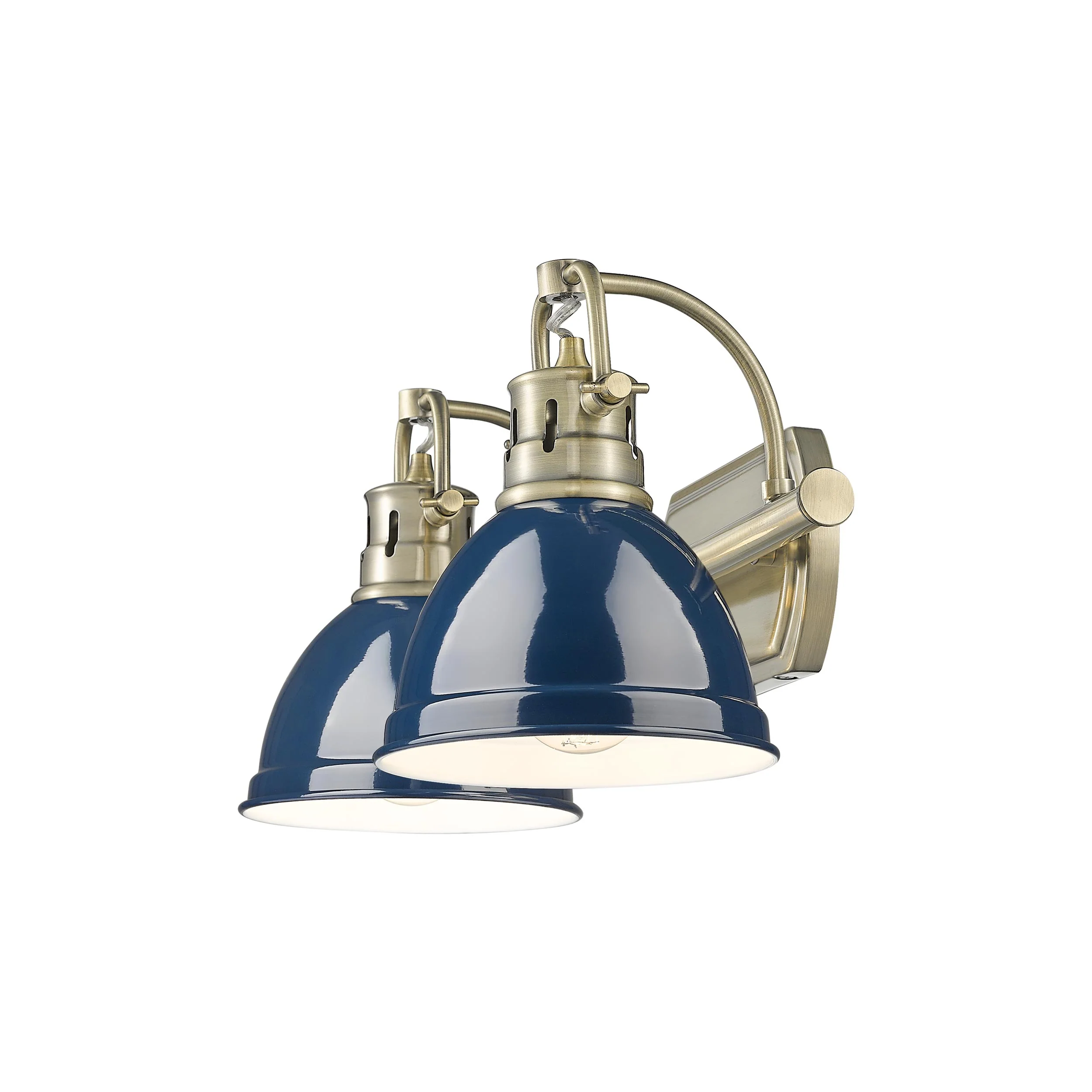 Duncan 2-light Vanity in Aged Brass and Navy Blue shade - Image 2